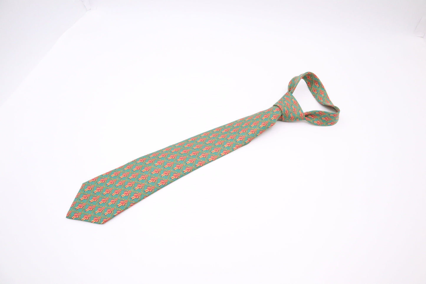 Hermes Tie in Green Silk