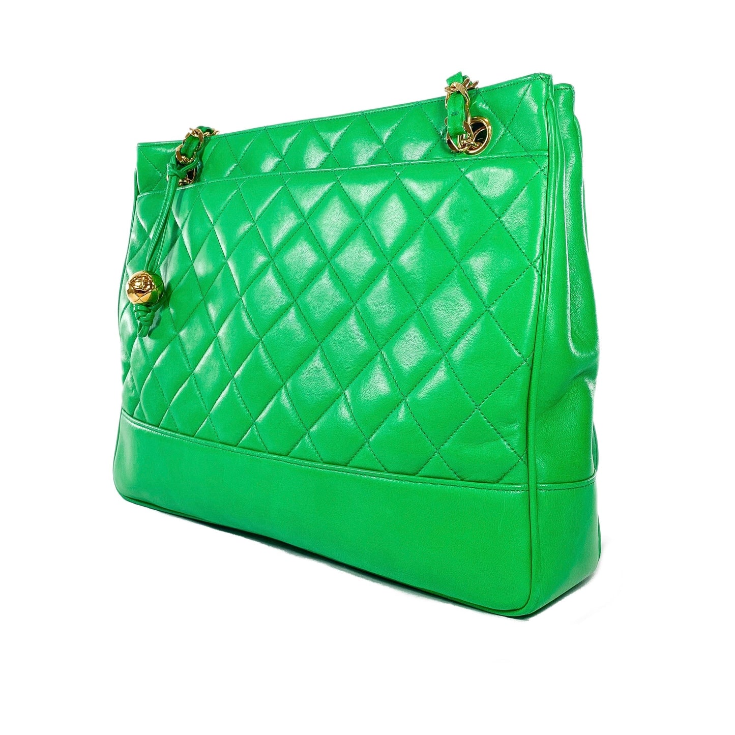 Chanel Green Lambskin Vintage Shoulder Bag