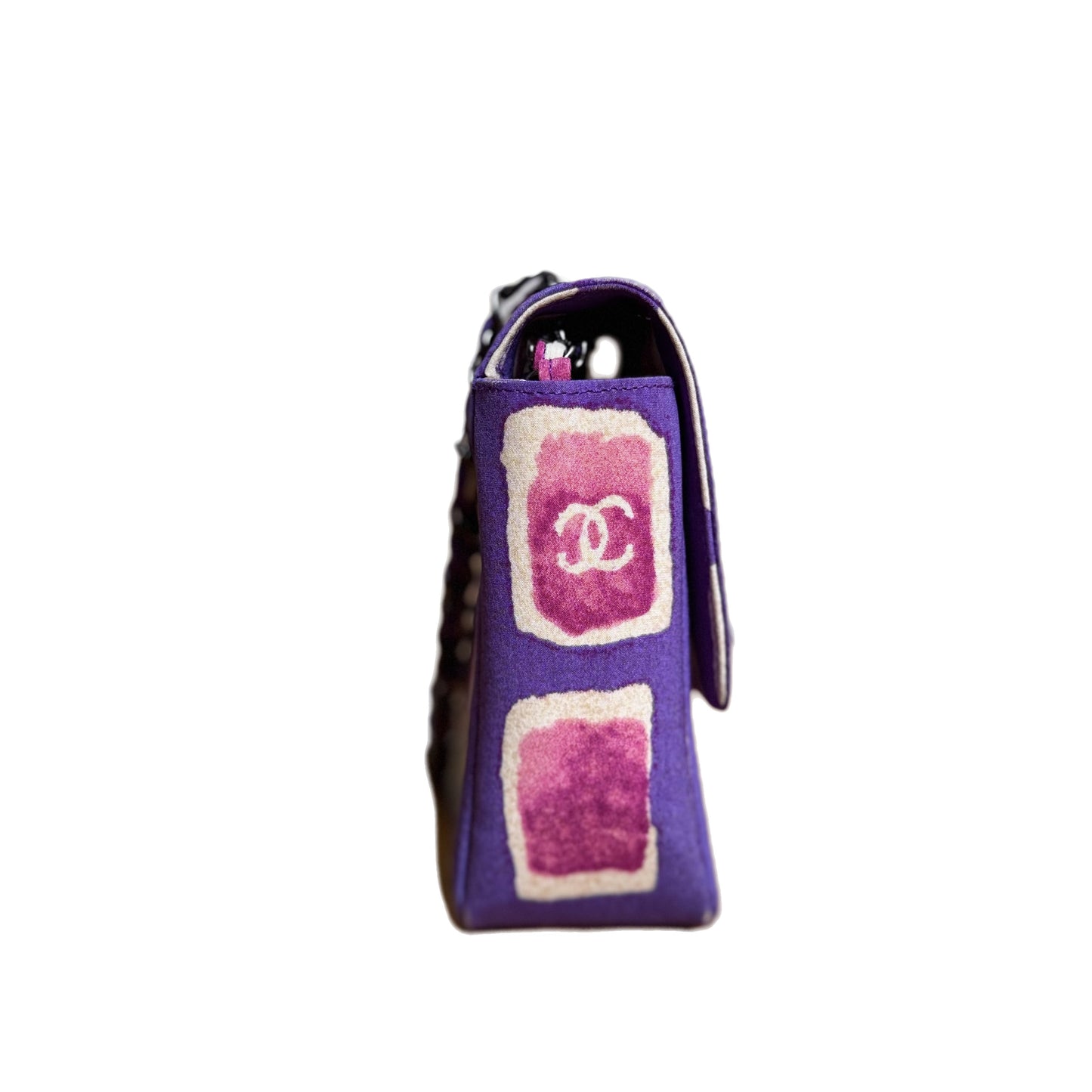 Chanel Flap Shoulder Bag Frame Purple Pink Cloth 2000-2002 Single Chain