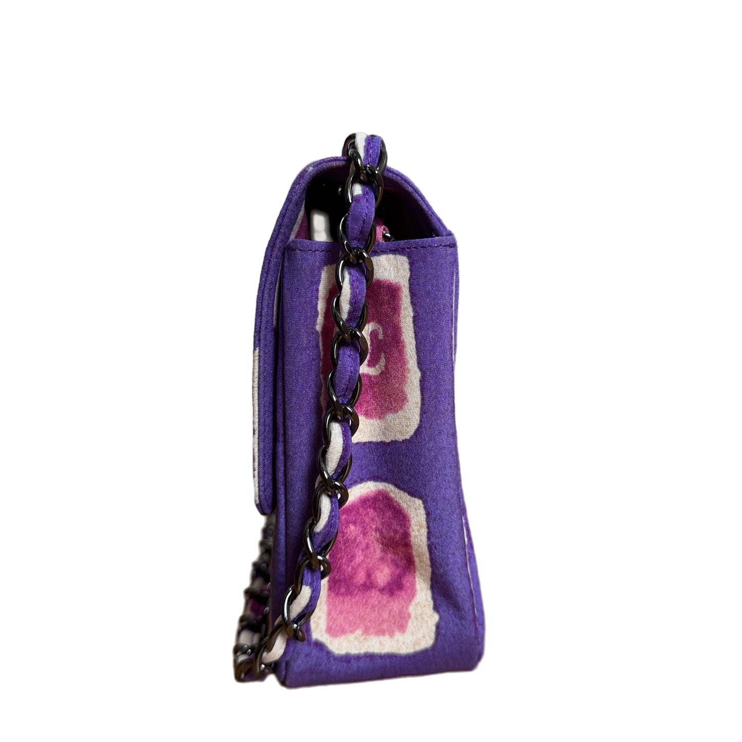 Chanel Flap Shoulder Bag Frame Purple Pink Cloth 2000-2002 Single Chain