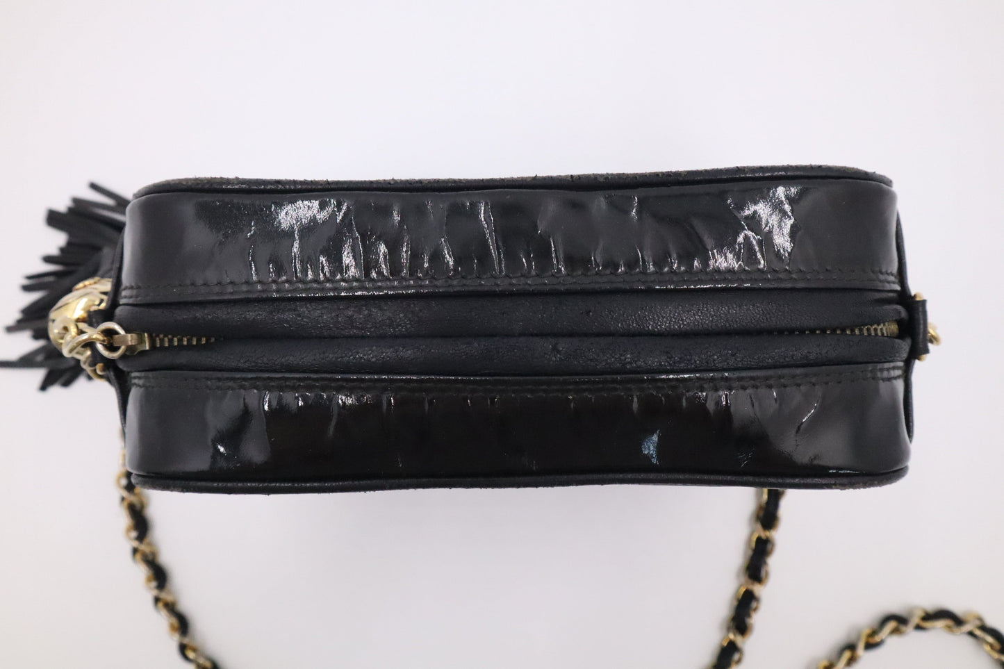 Chanel Small Camera Bag in Black Patent Leather