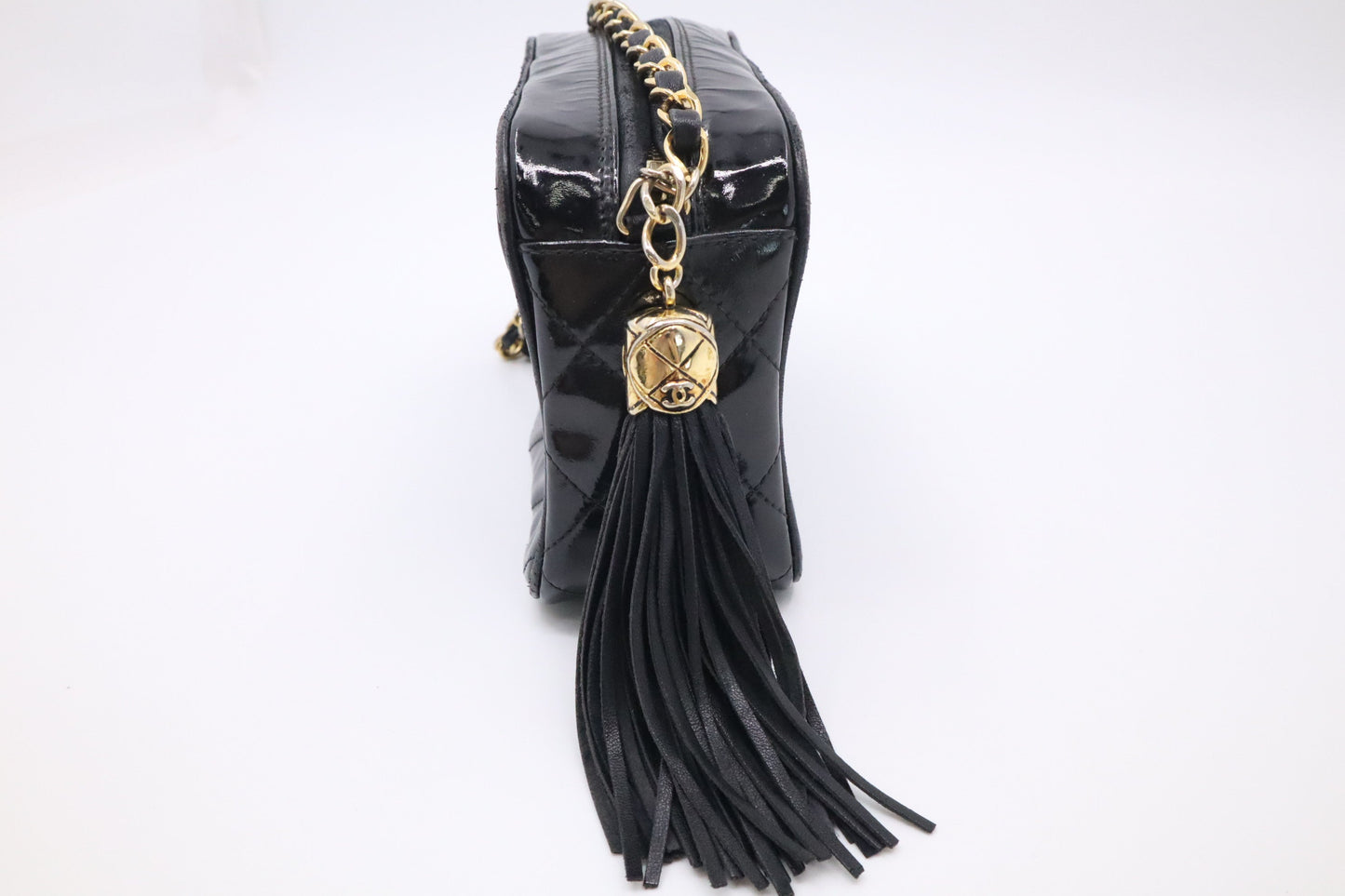 Chanel Small Camera Bag in Black Patent Leather