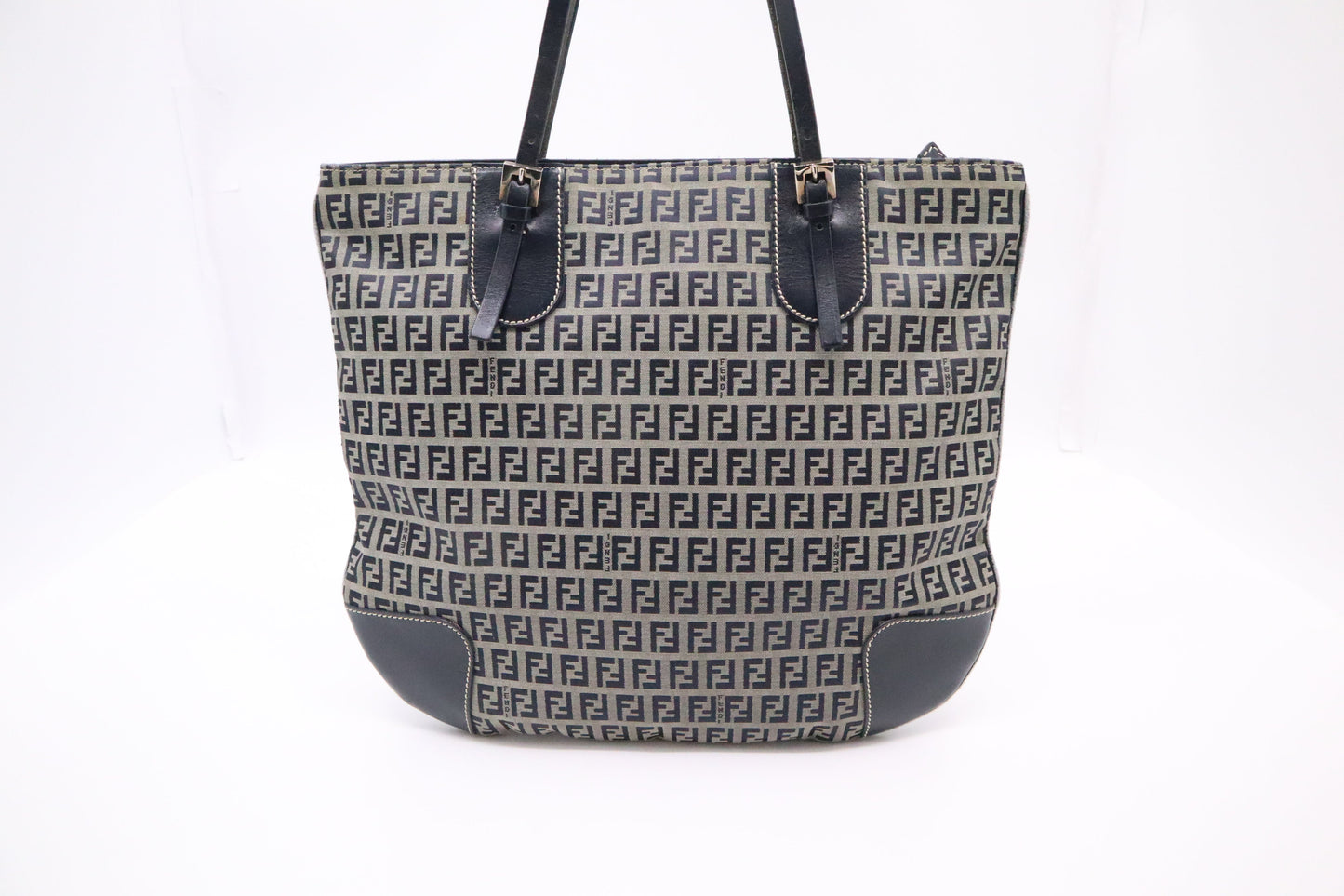 Fendi Tote in Navy Blue Zucca Canvas