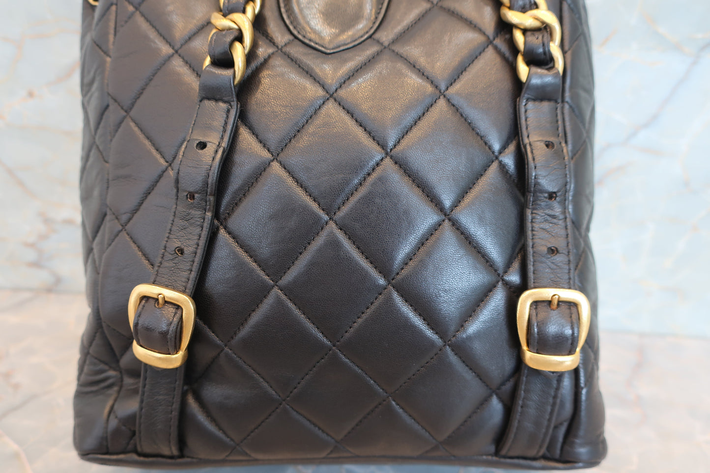 CHANEL/シャネル マトラッセチェーンリュック ラムスキン ブラック/ゴールド金具 リュック 700070090