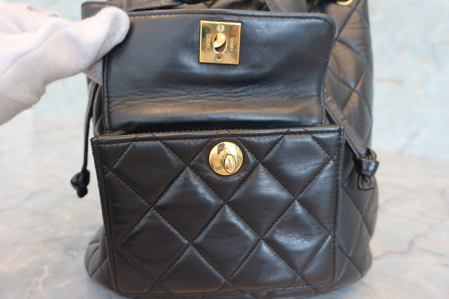 CHANEL/シャネル マトラッセチェーンリュック ラムスキン ブラック/ゴールド金具 リュック 700070090