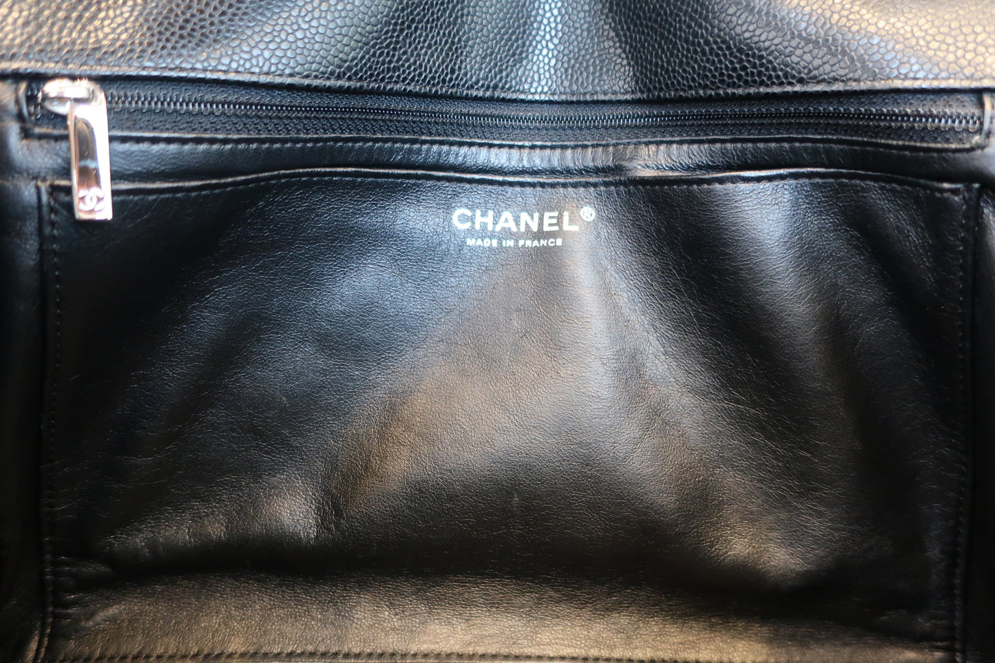 CHANEL/シャネル 中マトラッセシングルフラップチェーンショルダーバッグ キャビアスキン ブラック/シルバー金具 ショルダーバッグ 700070125