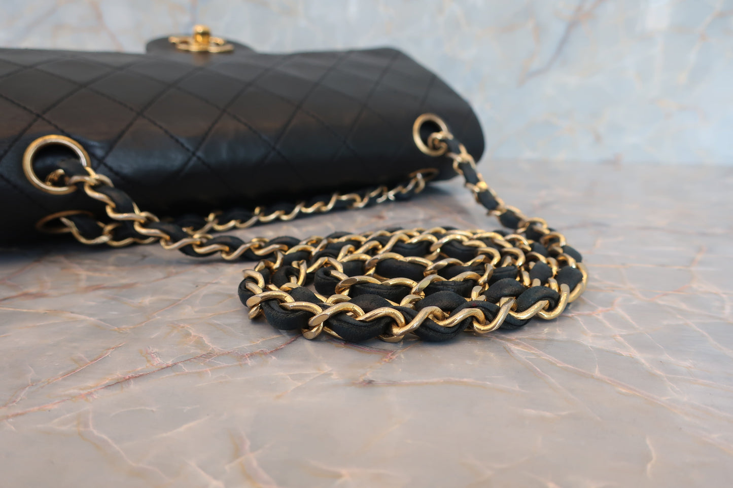 CHANEL/シャネル マトラッセWフラップチェーンショルダーバッグ ラムスキン ブラック/ゴールド金具 ショルダーバッグ 700070133