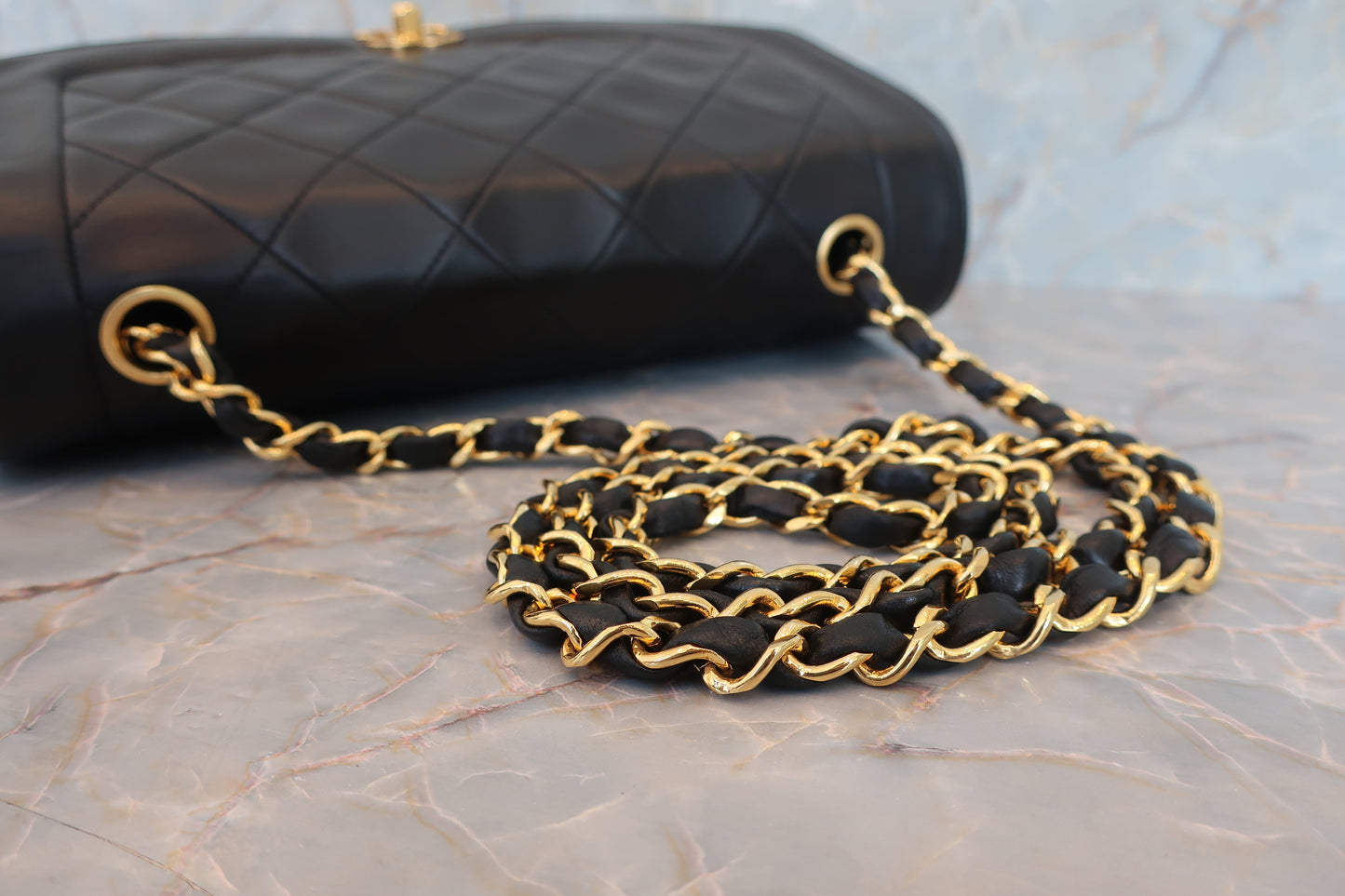 CHANEL/シャネル ダイアナマトラッセチェーンショルダーバッグ ラムスキン ブラック/ゴールド金具 ショルダーバッグ 700070093