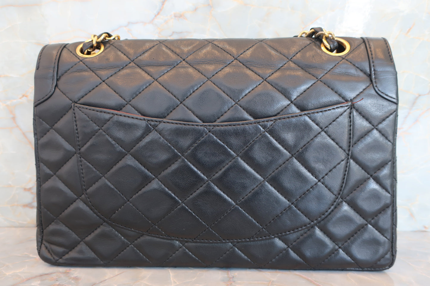 CHANEL/シャネル パリ限定マトラッセダブルフラップチェーンショルダーバッグ ラムスキン ブラック/ゴールド金具 ショルダーバッグ 700070088
