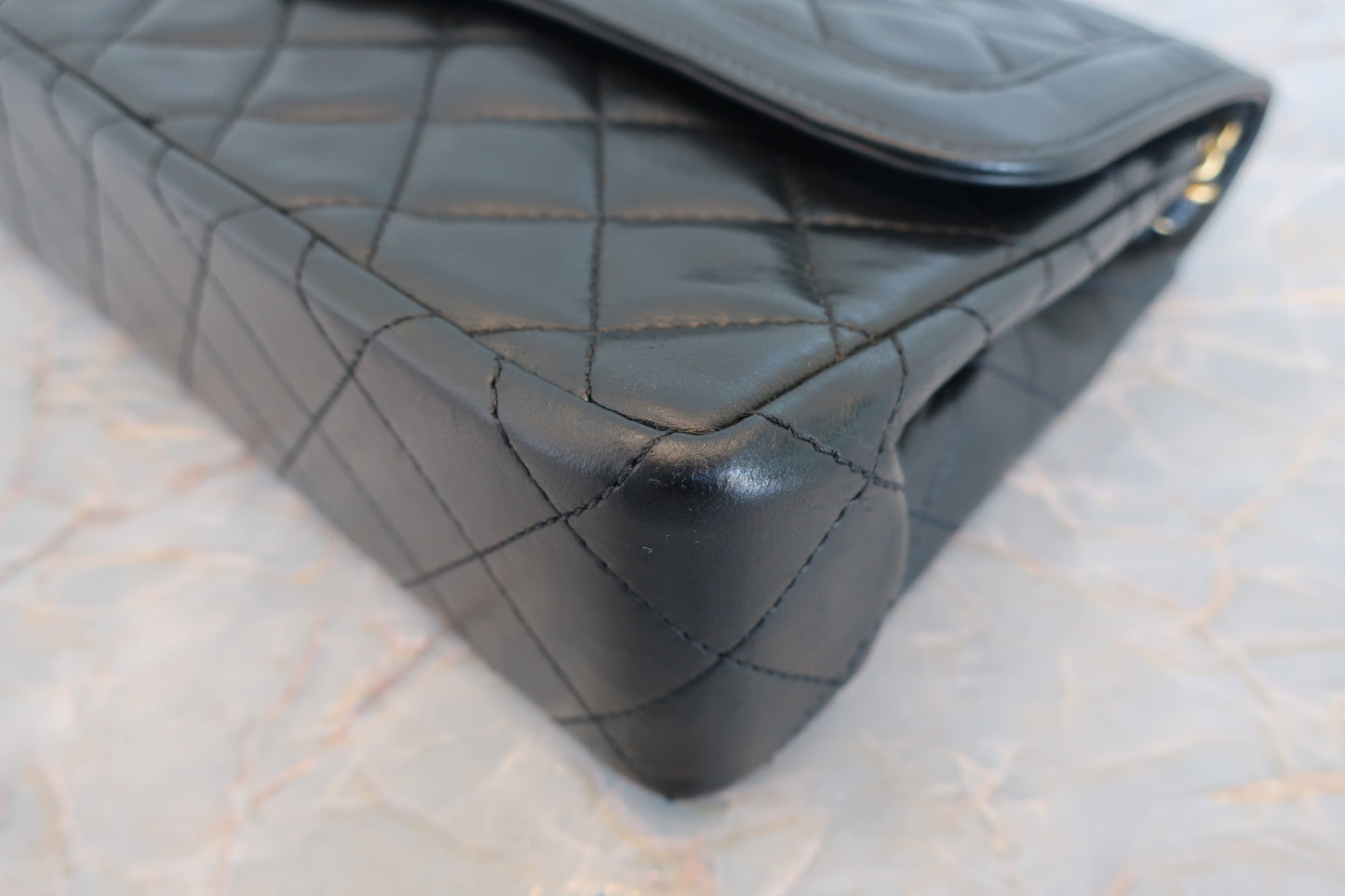 CHANEL/シャネル パリ限定マトラッセダブルフラップチェーンショルダーバッグ ラムスキン ブラック/ゴールド金具 ショルダーバッグ 700070088