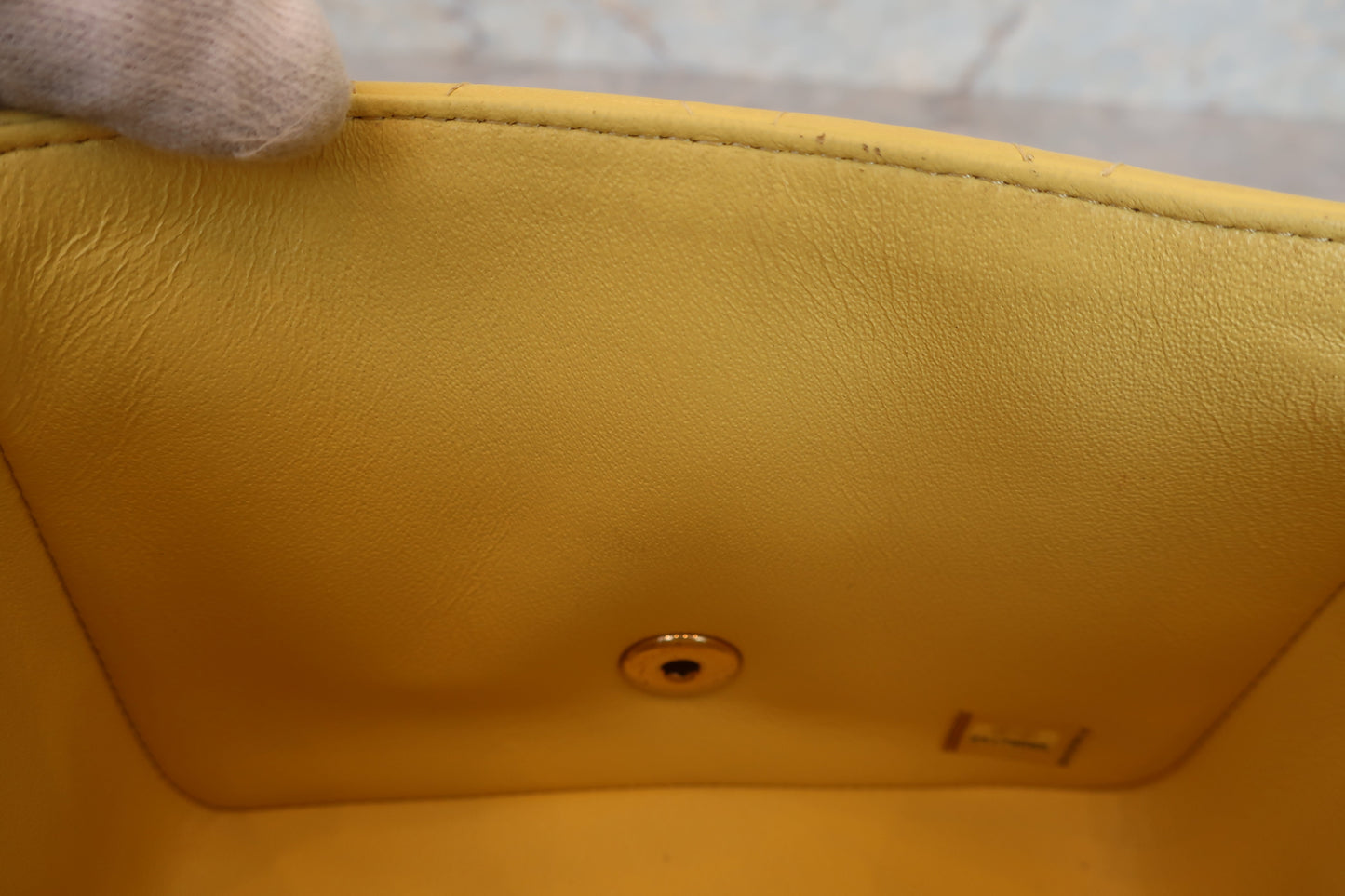 CHANEL/シャネル ミニマトラッセシングルフラップチェーンショルダーバッグ ラムスキン イエロー/ゴールド金具 ショルダーバッグ 700070095