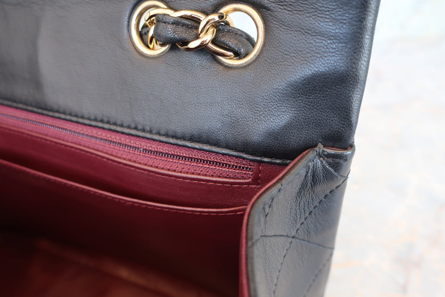 CHANEL/シャネル 中マトラッセシングルフラップチェーンショルダーバッグ ラムスキン ブラック/ゴールド金具 ショルダーバッグ 700070123