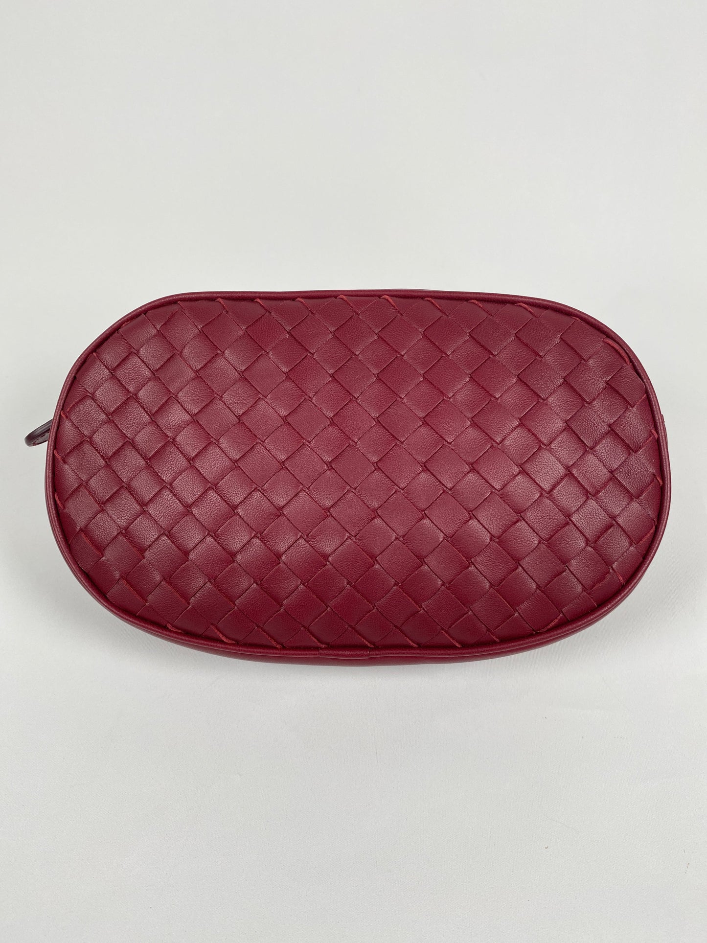 BOTTEGA VENETA - INTRECCIATO WEAVE BELT BAG MAROON - NEW WITH TAGS