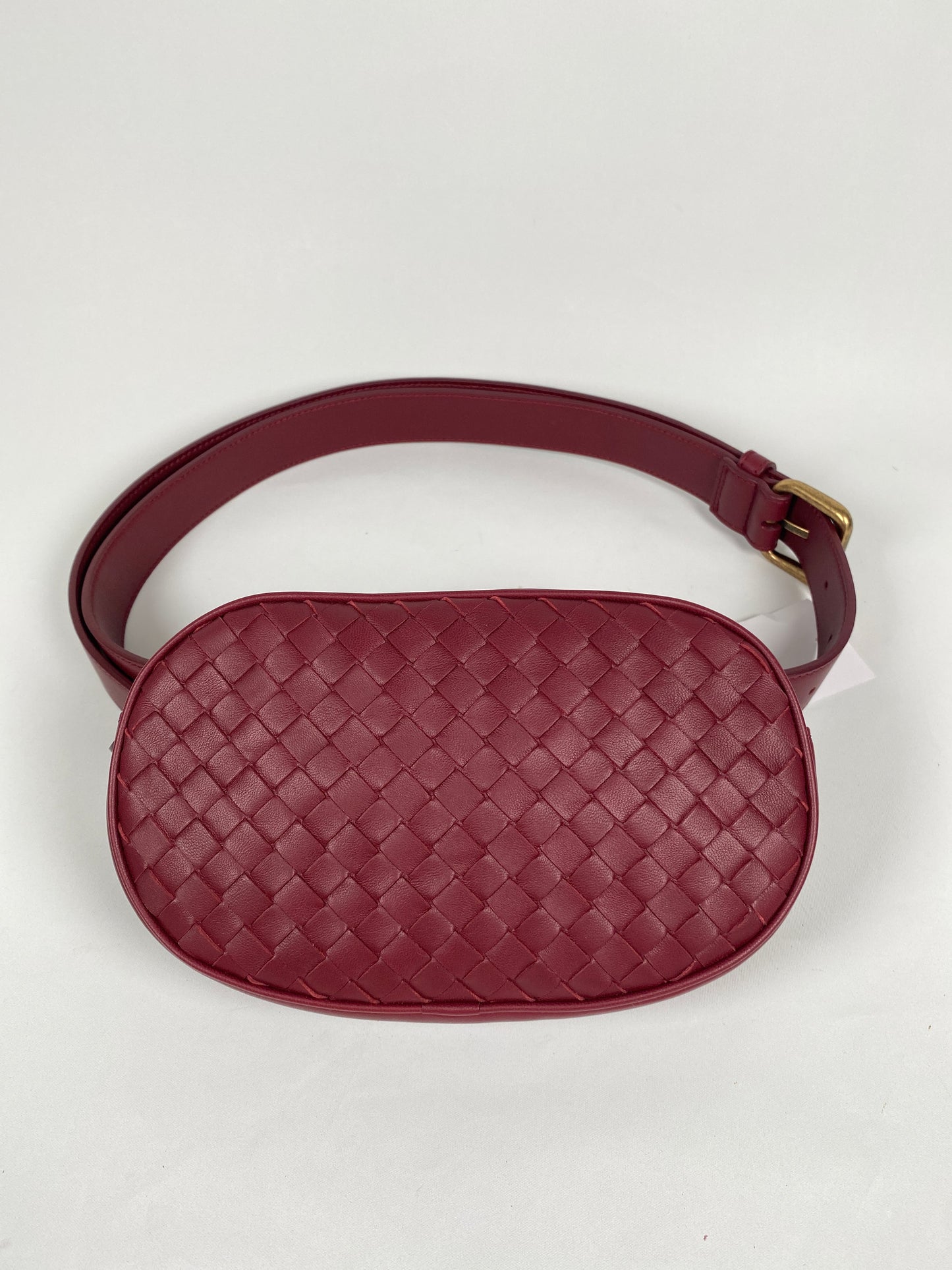 BOTTEGA VENETA - INTRECCIATO WEAVE BELT BAG MAROON - NEW WITH TAGS