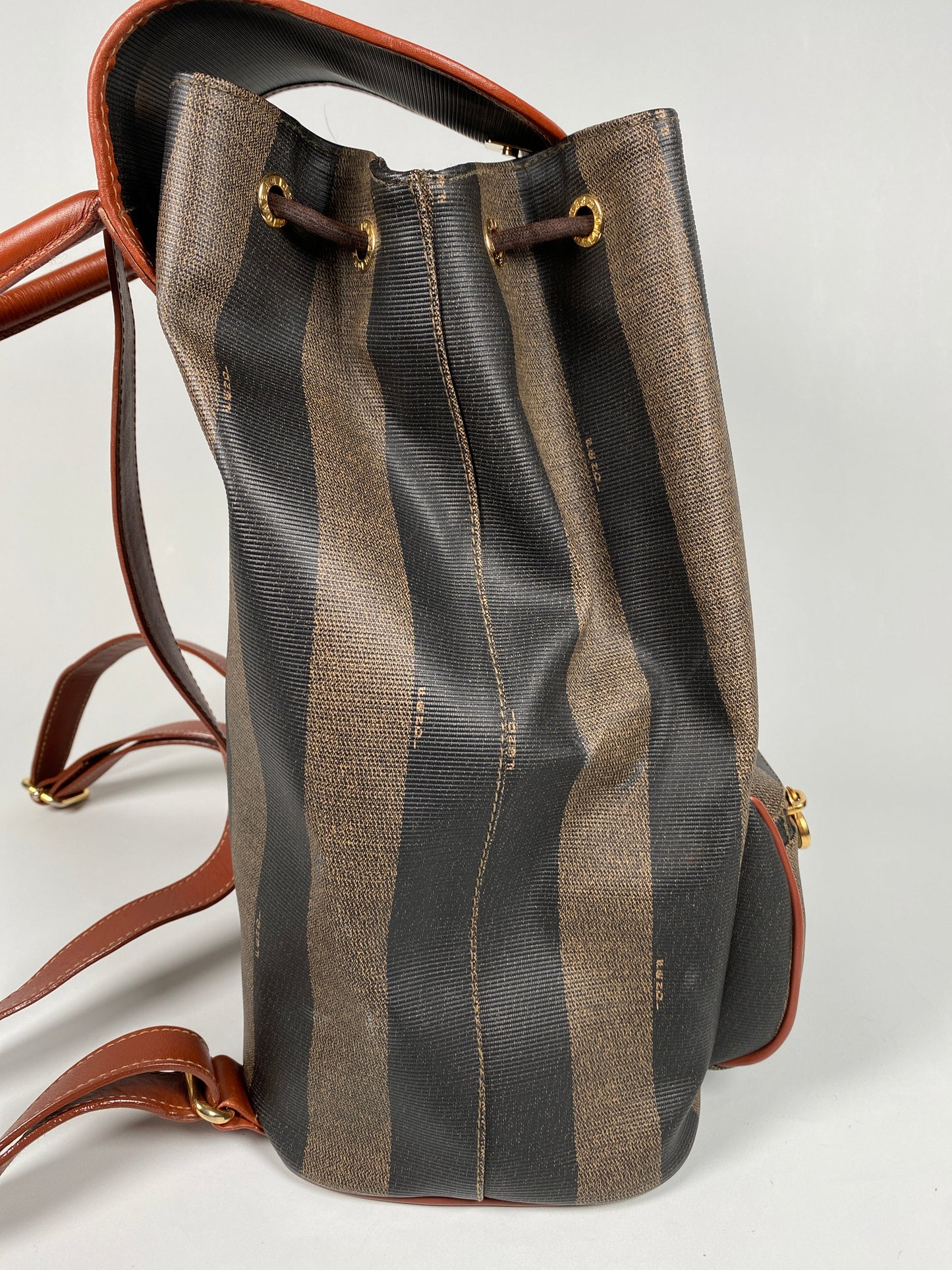 FENDI - VINTAGE PEQUIN CANVAS & LEATHER BACKPACK