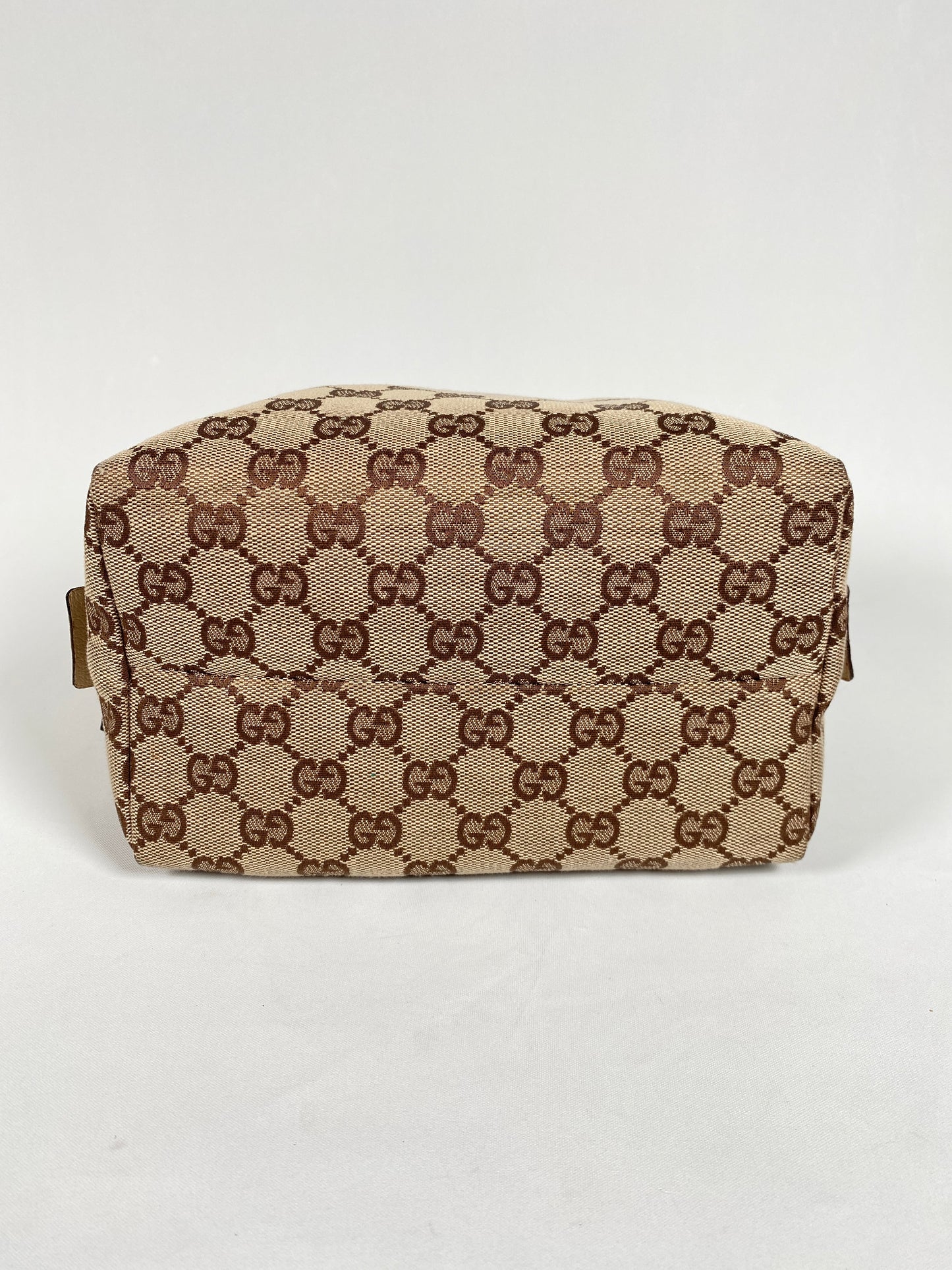 GUCCI - BEIGE & WHITE GG CANVAS & LEATHER MINI SATCHEL BAG