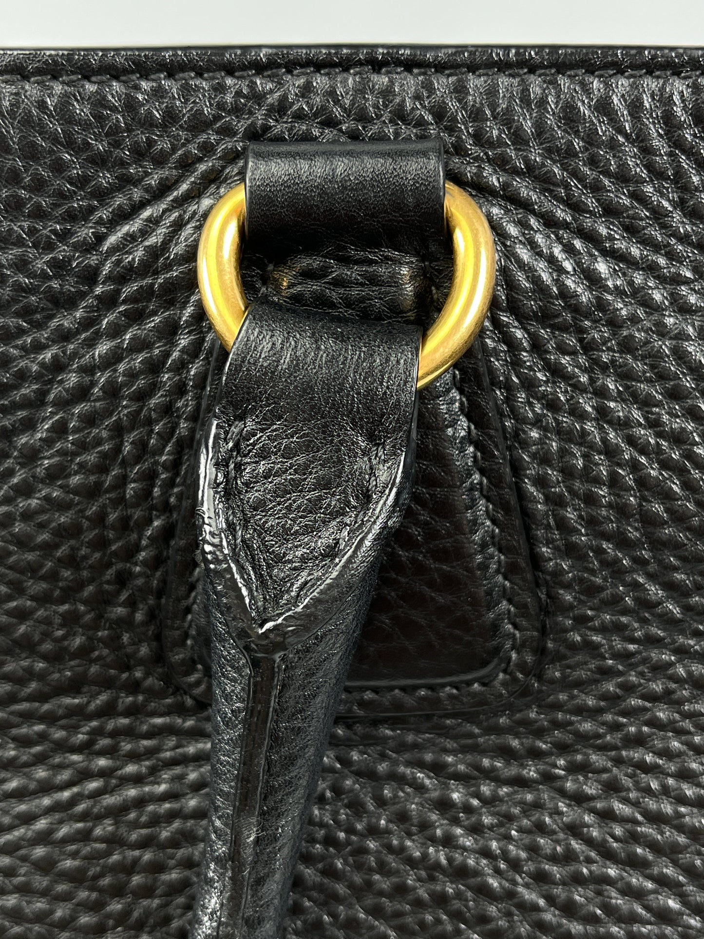 PRADA - VITELLO DAINO SHOPPING TOTE BAG BLACK LEATHER