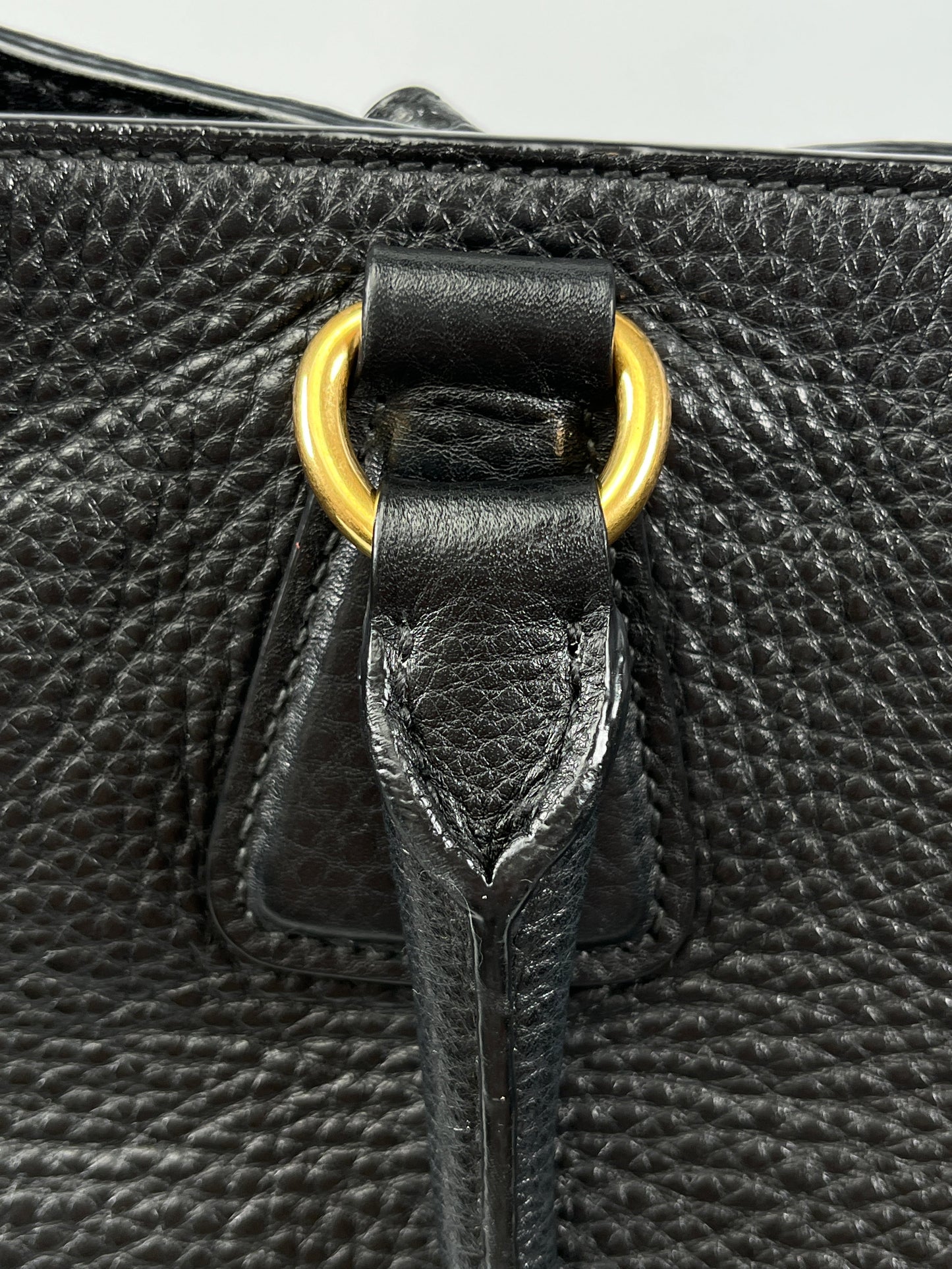 PRADA - VITELLO DAINO SHOPPING TOTE BAG BLACK LEATHER