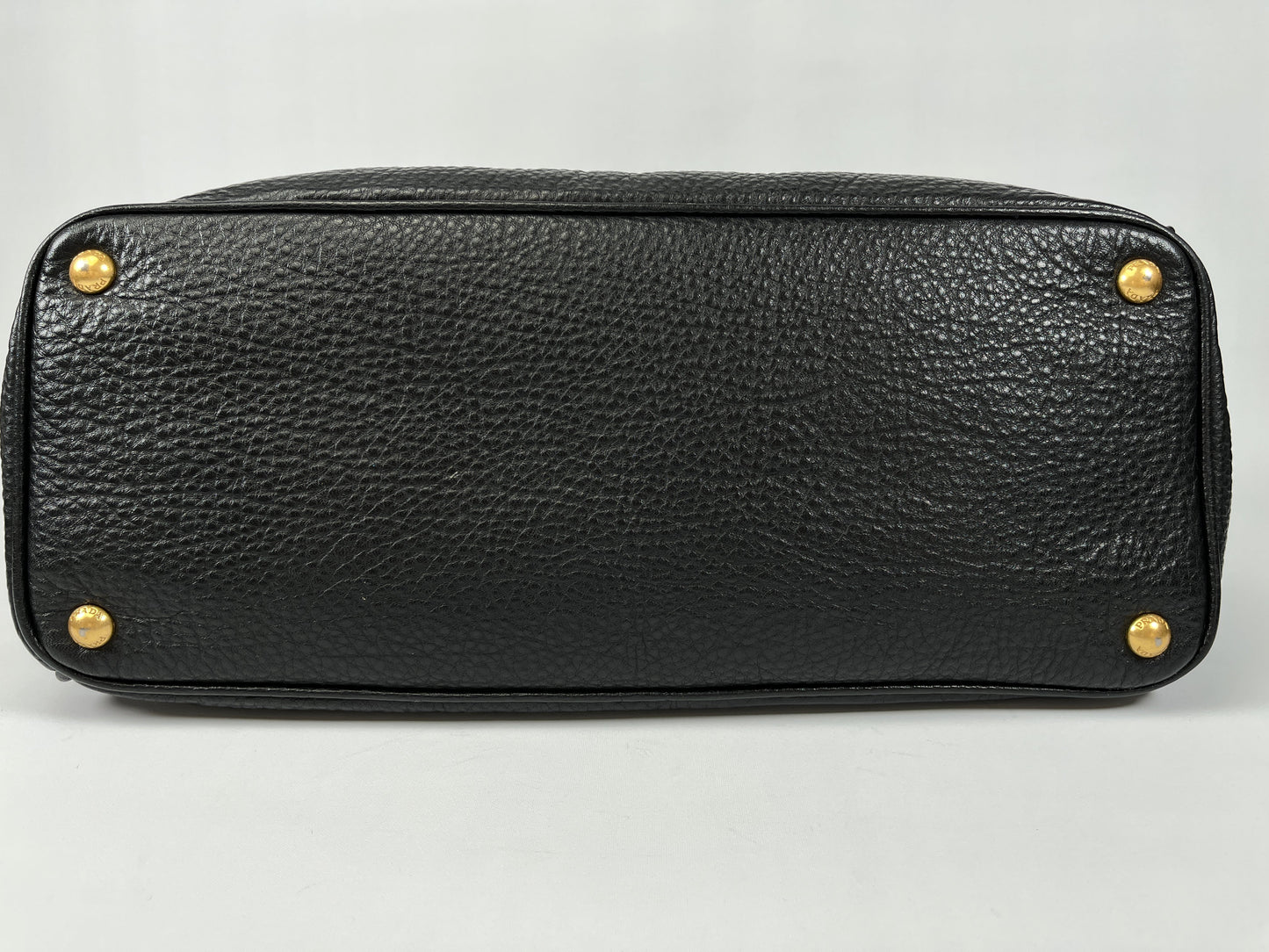 PRADA - VITELLO DAINO SHOPPING TOTE BAG BLACK LEATHER