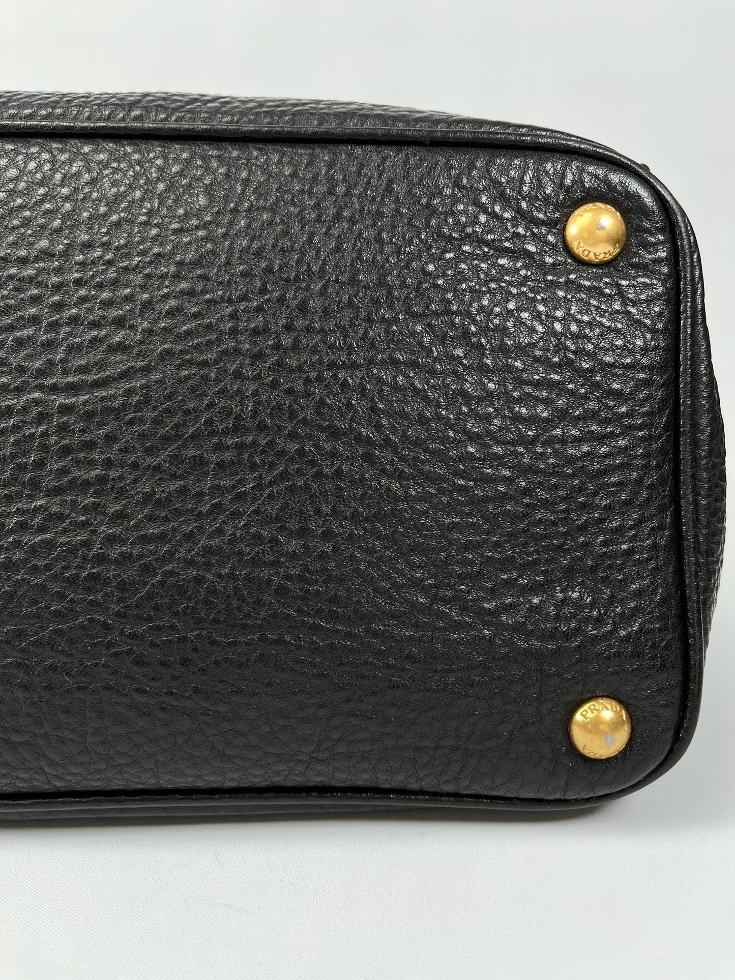 PRADA - VITELLO DAINO SHOPPING TOTE BAG BLACK LEATHER