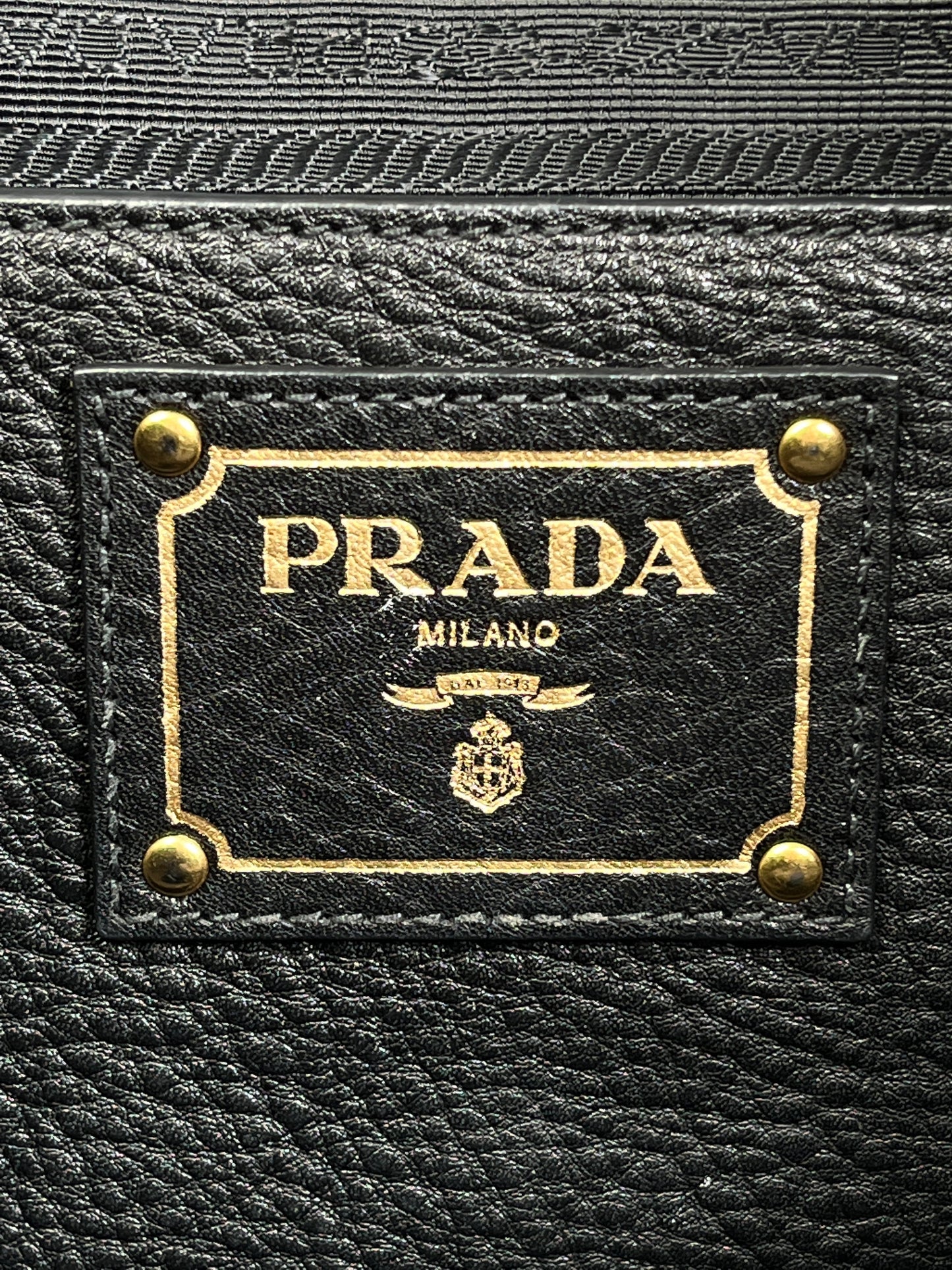 PRADA - VITELLO DAINO SHOPPING TOTE BAG BLACK LEATHER