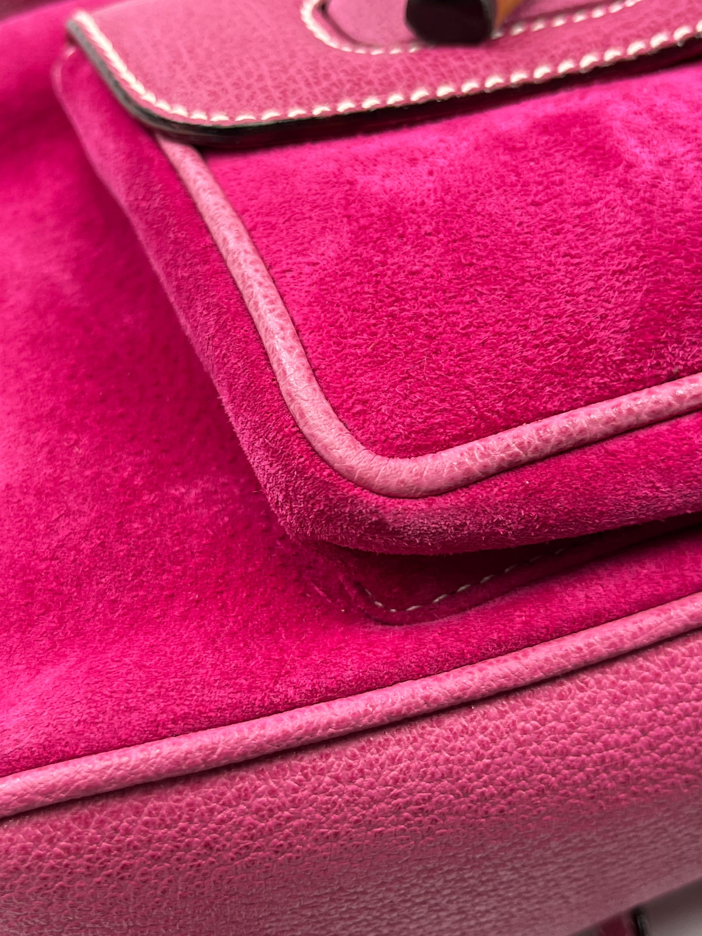 GUCCI - PINK SUEDE BAMBOO DRAWSTRING BACKPACK