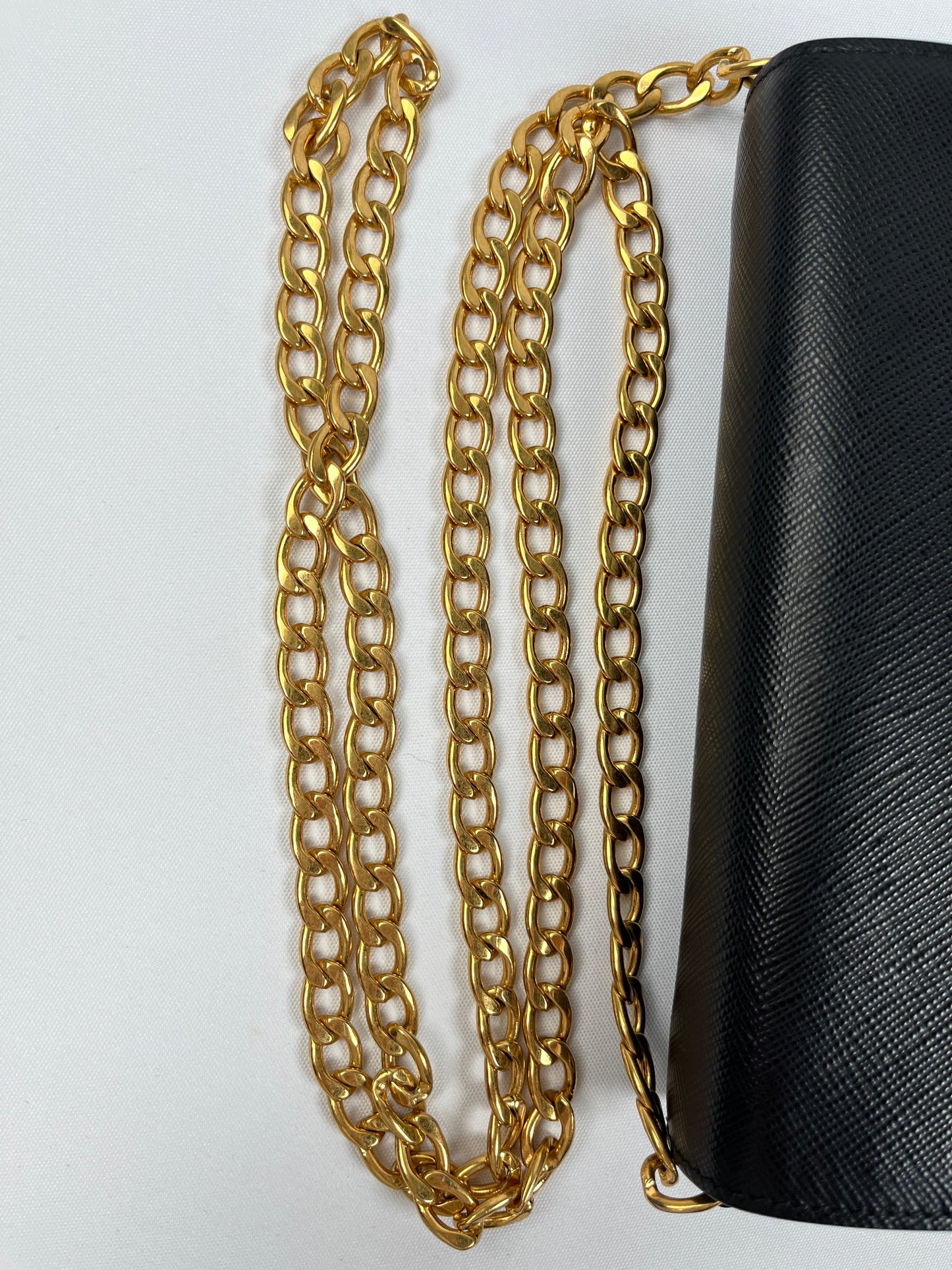 PRADA - BLACK SAFFIANO LUX CHAIN CROSSBODY BAG