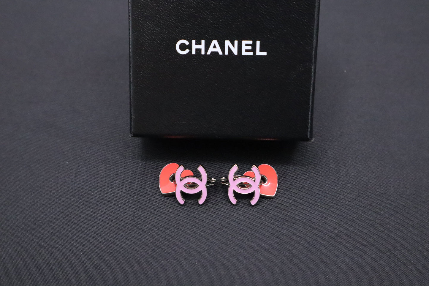 Chanel Heart Earrings in Pink and Red