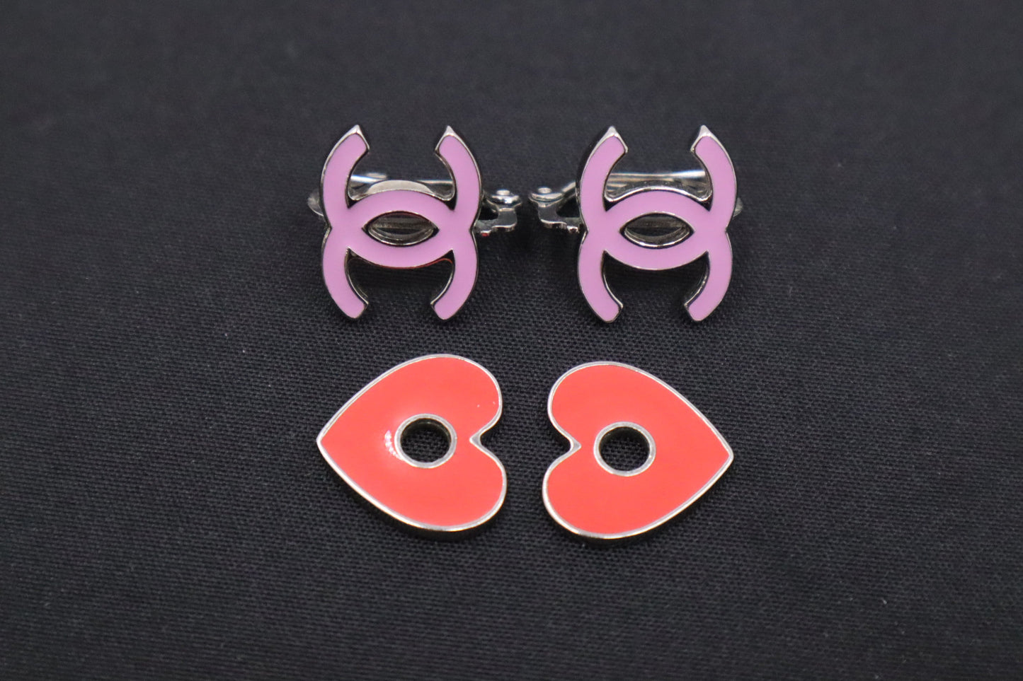 Chanel Heart Earrings in Pink and Red
