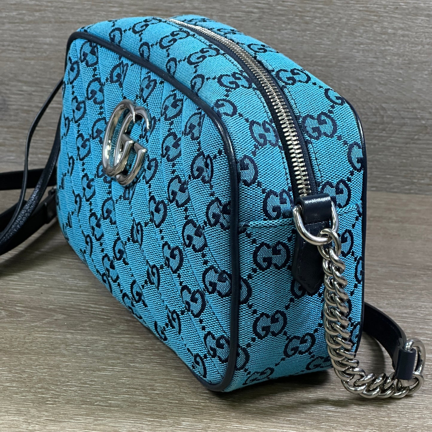 Gucci GG Marmont Shoulder Bag - Quilted Canvas - Blue
