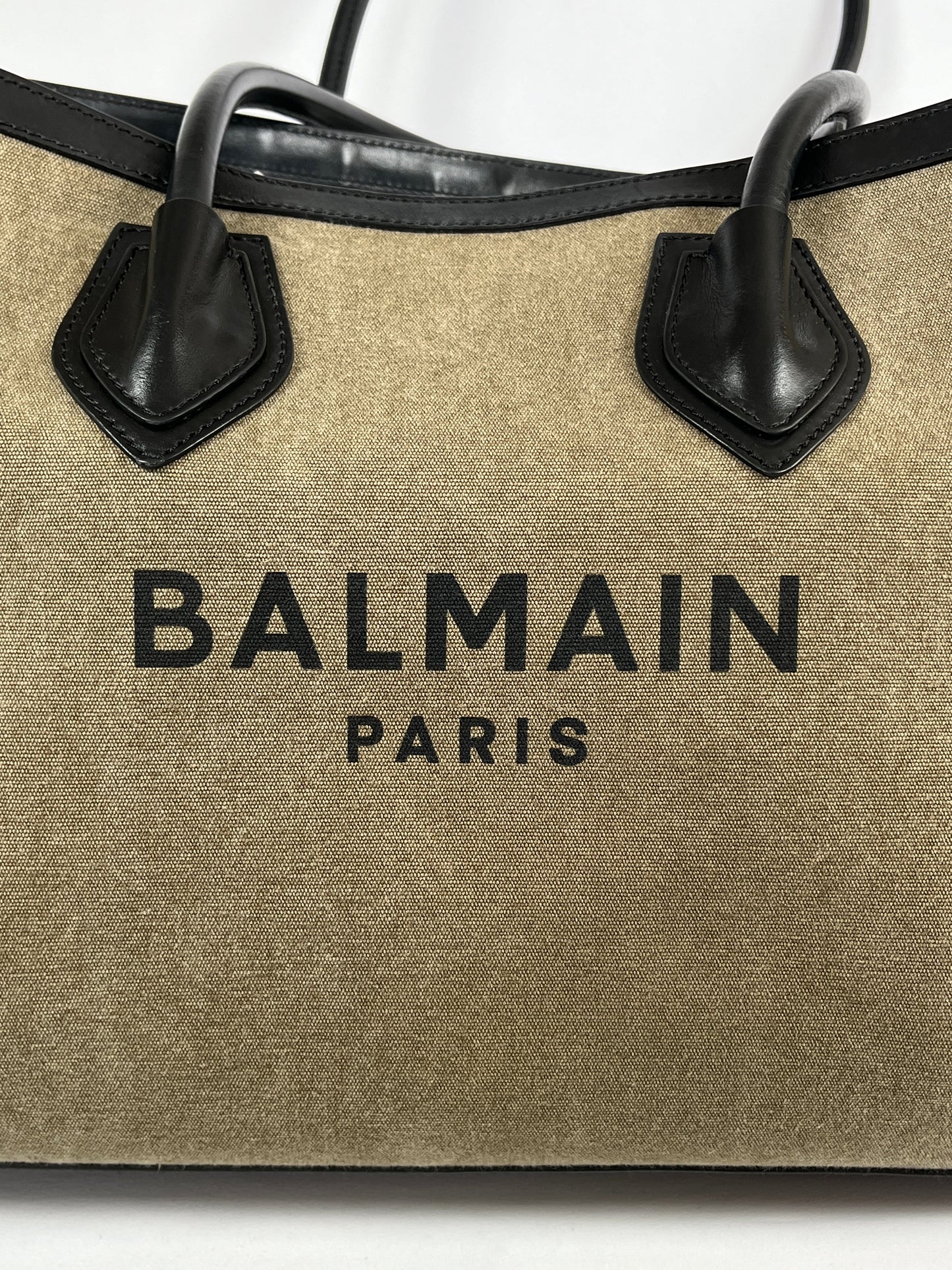 BALMAIN - B ARMY TOTE IN CANVAS & LEATHER