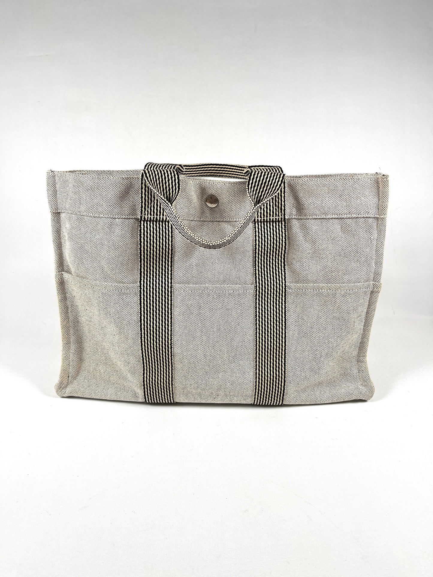 HERMÈS - GRAY COTTON CANVAS FOURRE-TOUT GM TOTE