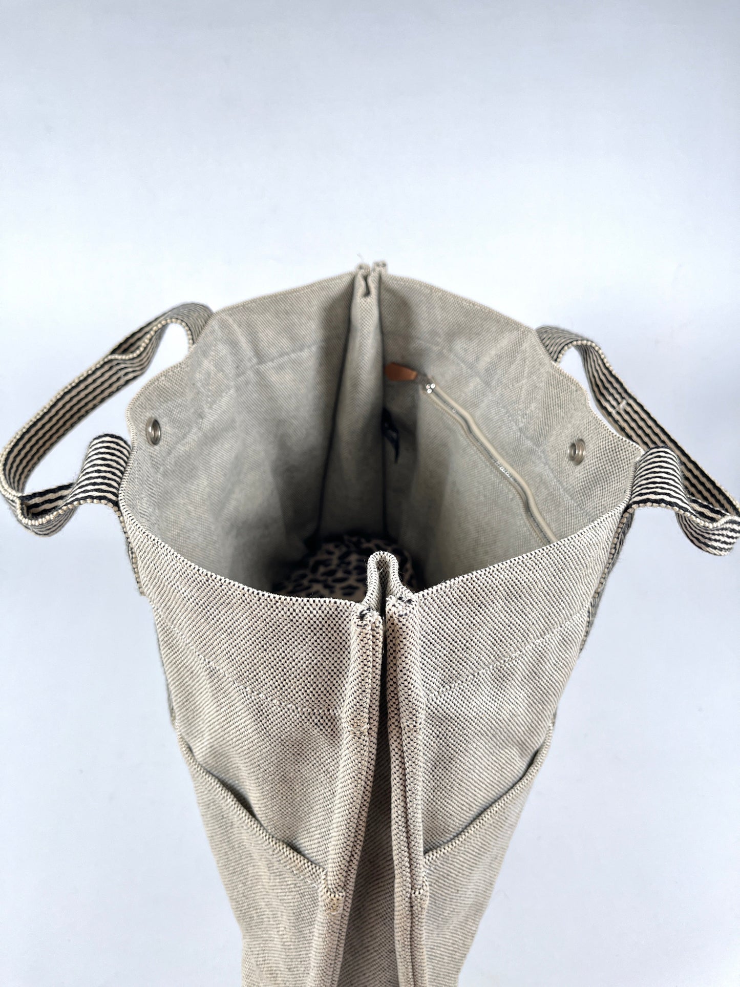HERMÈS - GRAY COTTON CANVAS FOURRE-TOUT GM TOTE