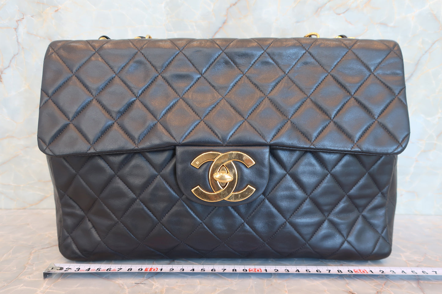 CHANEL/シャネル デカマトラッセシングルフラップチェーンショルダーバッグ ラムスキン ブラック/ゴールド金具 ショルダーバッグ 700070151