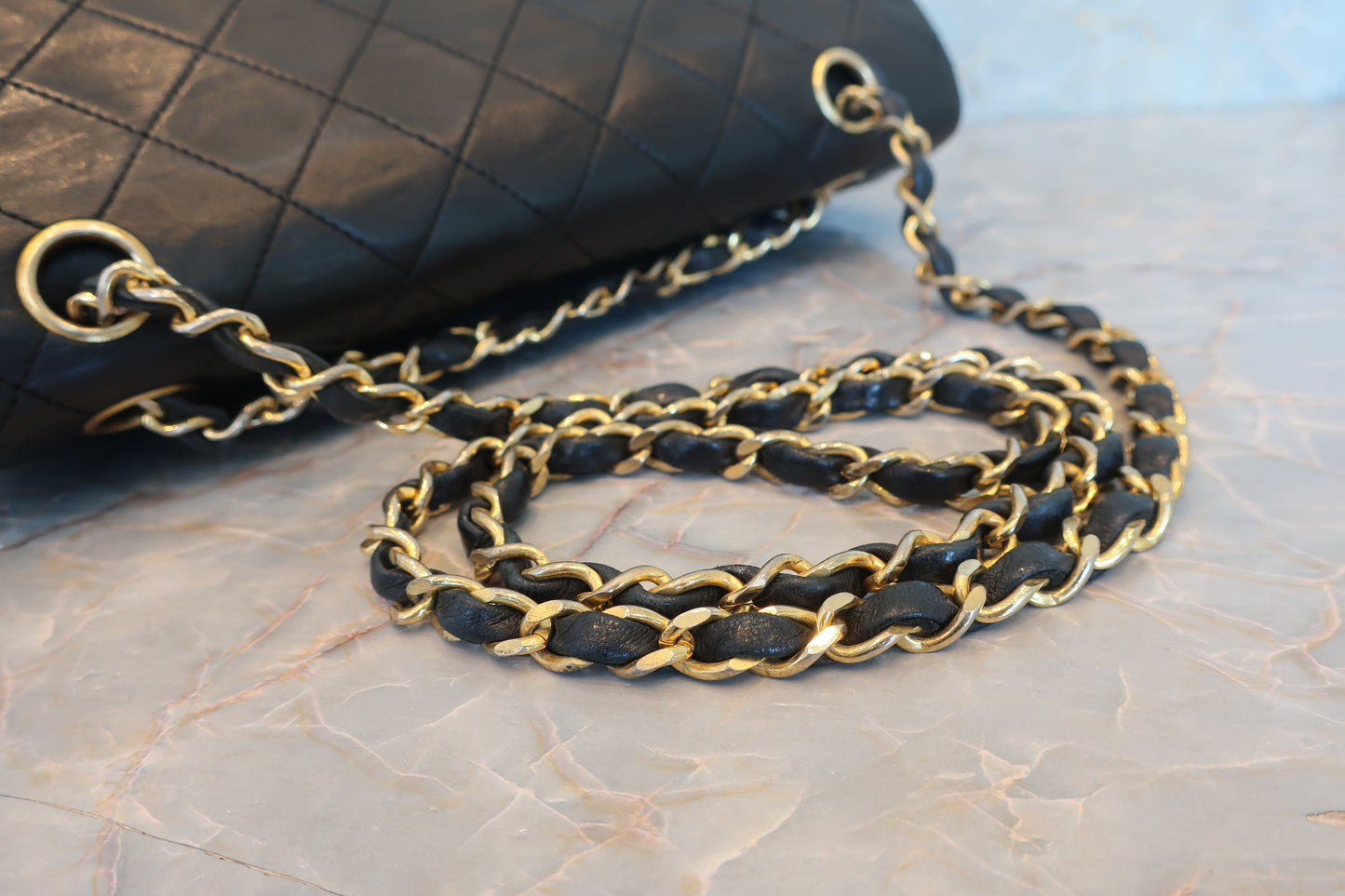 CHANEL/シャネル マトラッセWフラップWチェーンショルダーバッグ ラムスキン ブラック/ゴールド金具 ショルダーバッグ 700070159