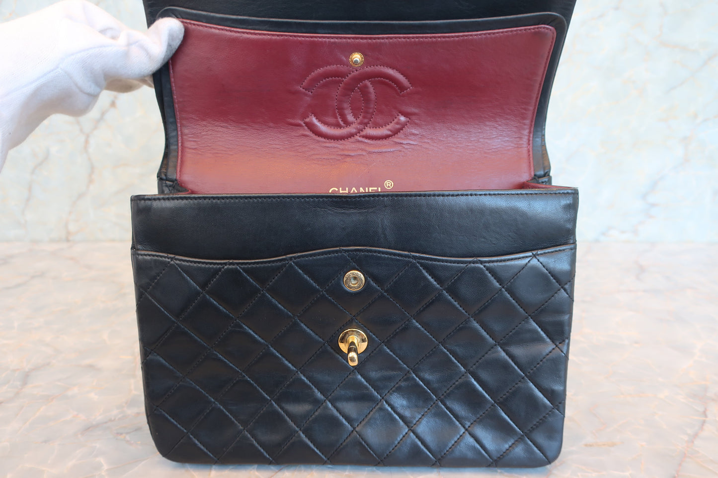 CHANEL/シャネル マトラッセWフラップWチェーンショルダーバッグ ラムスキン ブラック/ゴールド金具 ショルダーバッグ 700070159