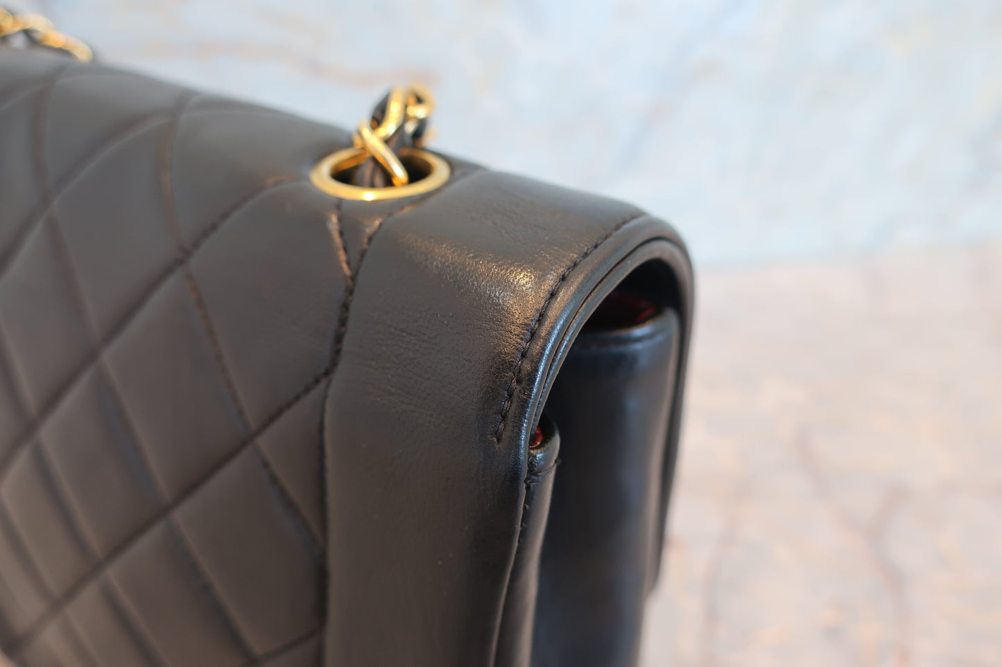 CHANEL/シャネル ダイアナマトラッセチェーンショルダーバッグ ラムスキン ブラック/ゴールド金具 ショルダーバッグ 700070184