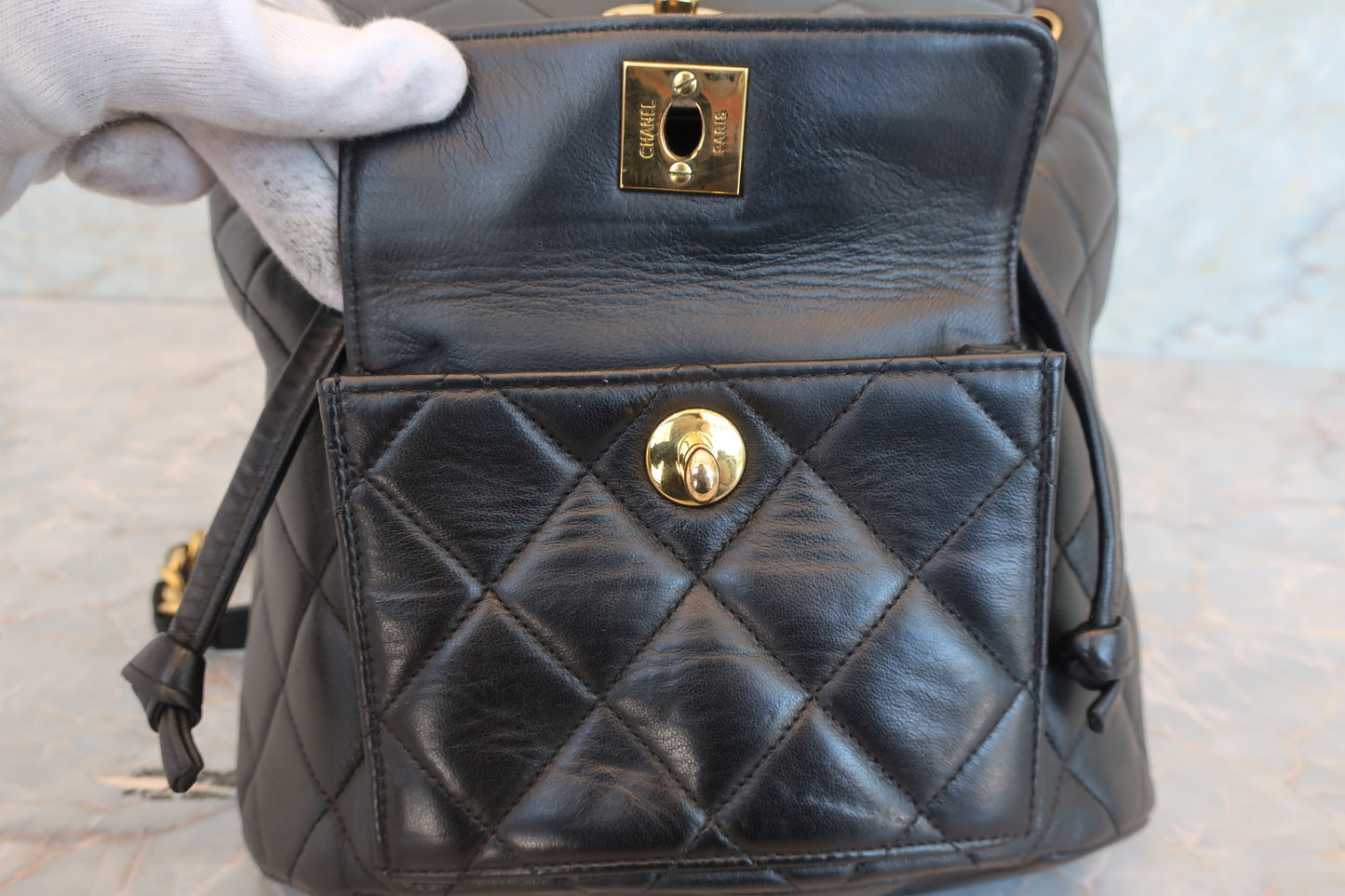 CHANEL/シャネル マトラッセチェーンリュック ラムスキン ブラック/ゴールド金具 リュック 700070193