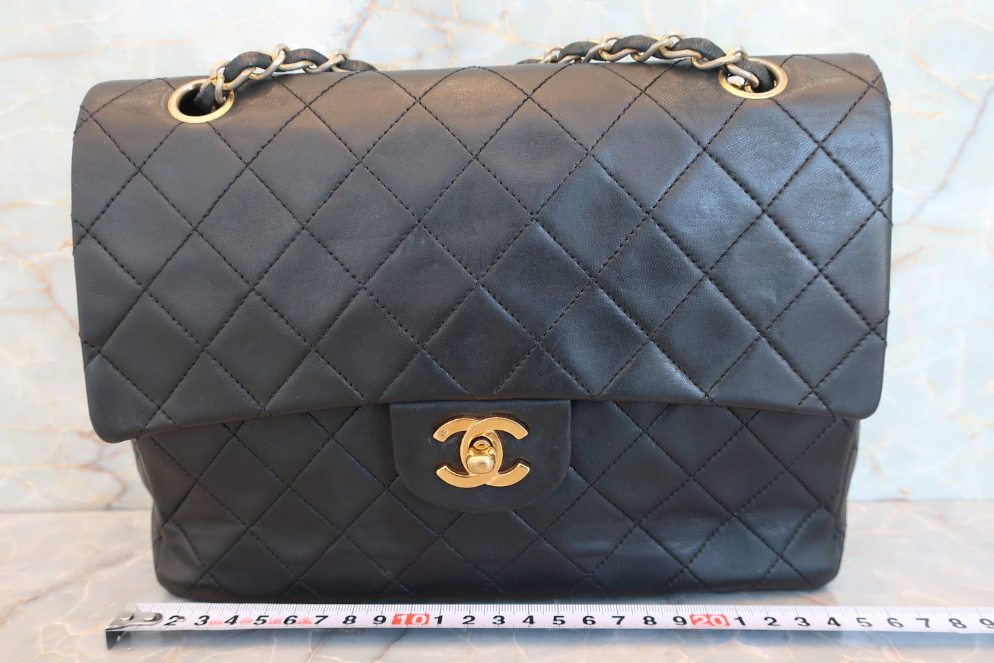 CHANEL/シャネル マトラッセWフラップWチェーンショルダーバッグ ラムスキン ブラック/ゴールド金具 ショルダーバッグ 700070112