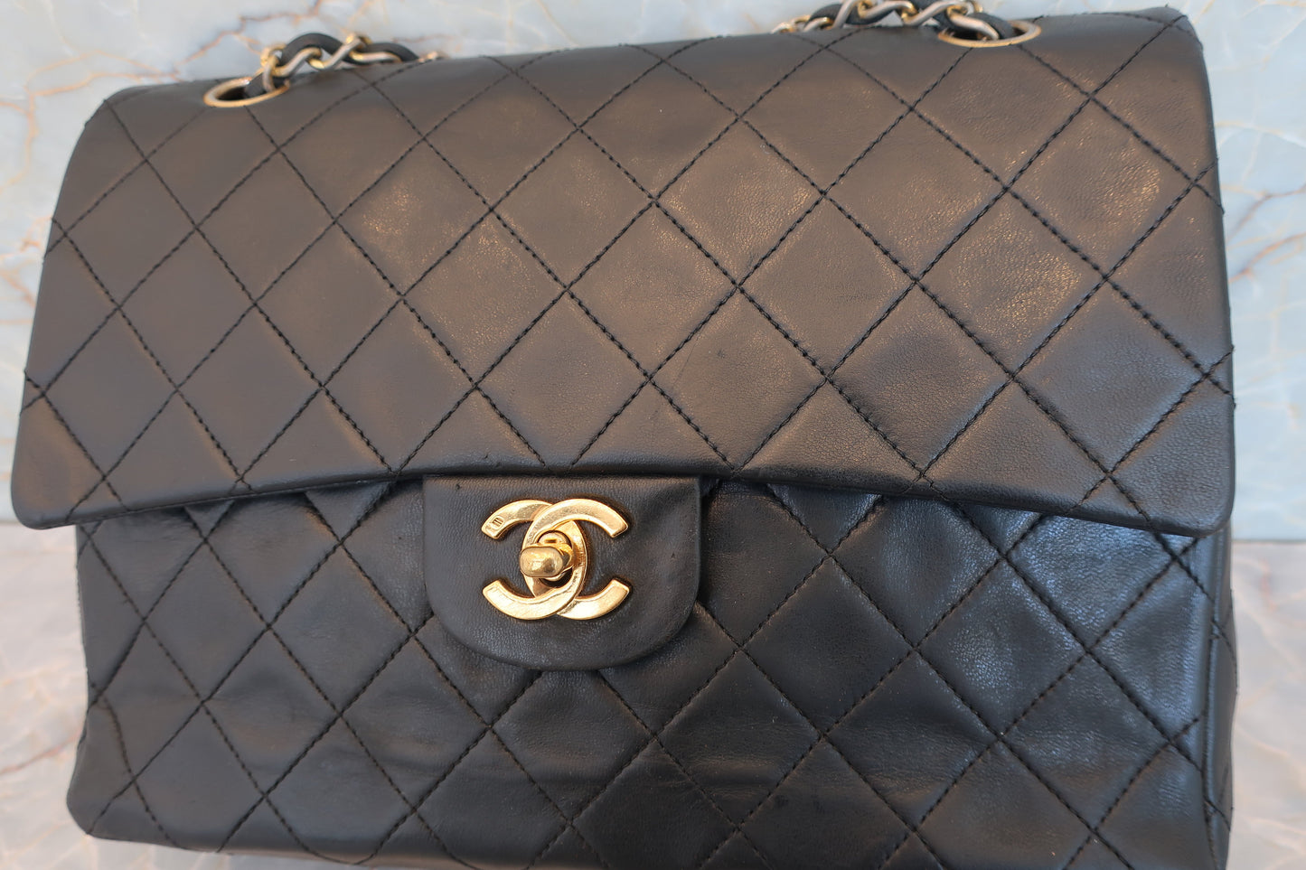 CHANEL/シャネル マトラッセWフラップWチェーンショルダーバッグ ラムスキン ブラック/ゴールド金具 ショルダーバッグ 700070112
