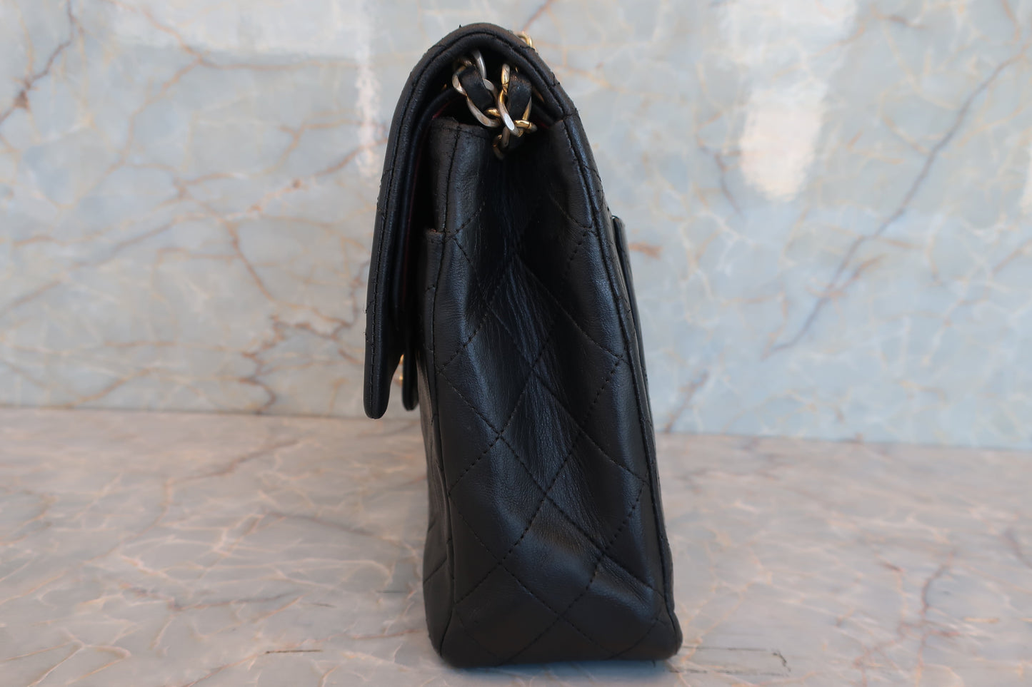 CHANEL/シャネル マトラッセWフラップWチェーンショルダーバッグ ラムスキン ブラック/ゴールド金具 ショルダーバッグ 700070112