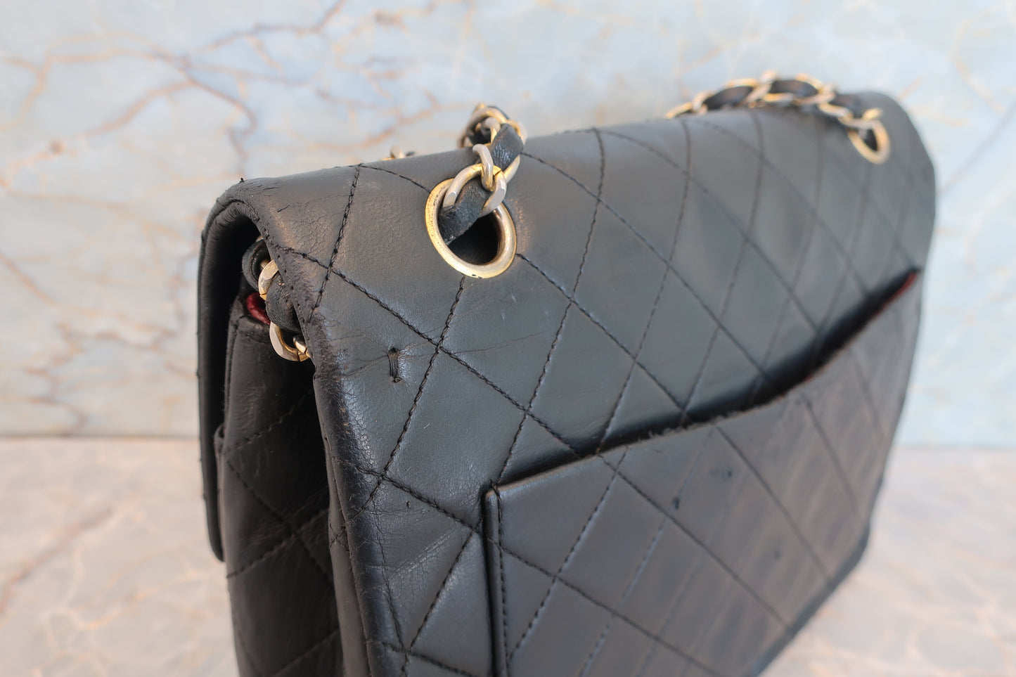 CHANEL/シャネル マトラッセWフラップWチェーンショルダーバッグ ラムスキン ブラック/ゴールド金具 ショルダーバッグ 700070112
