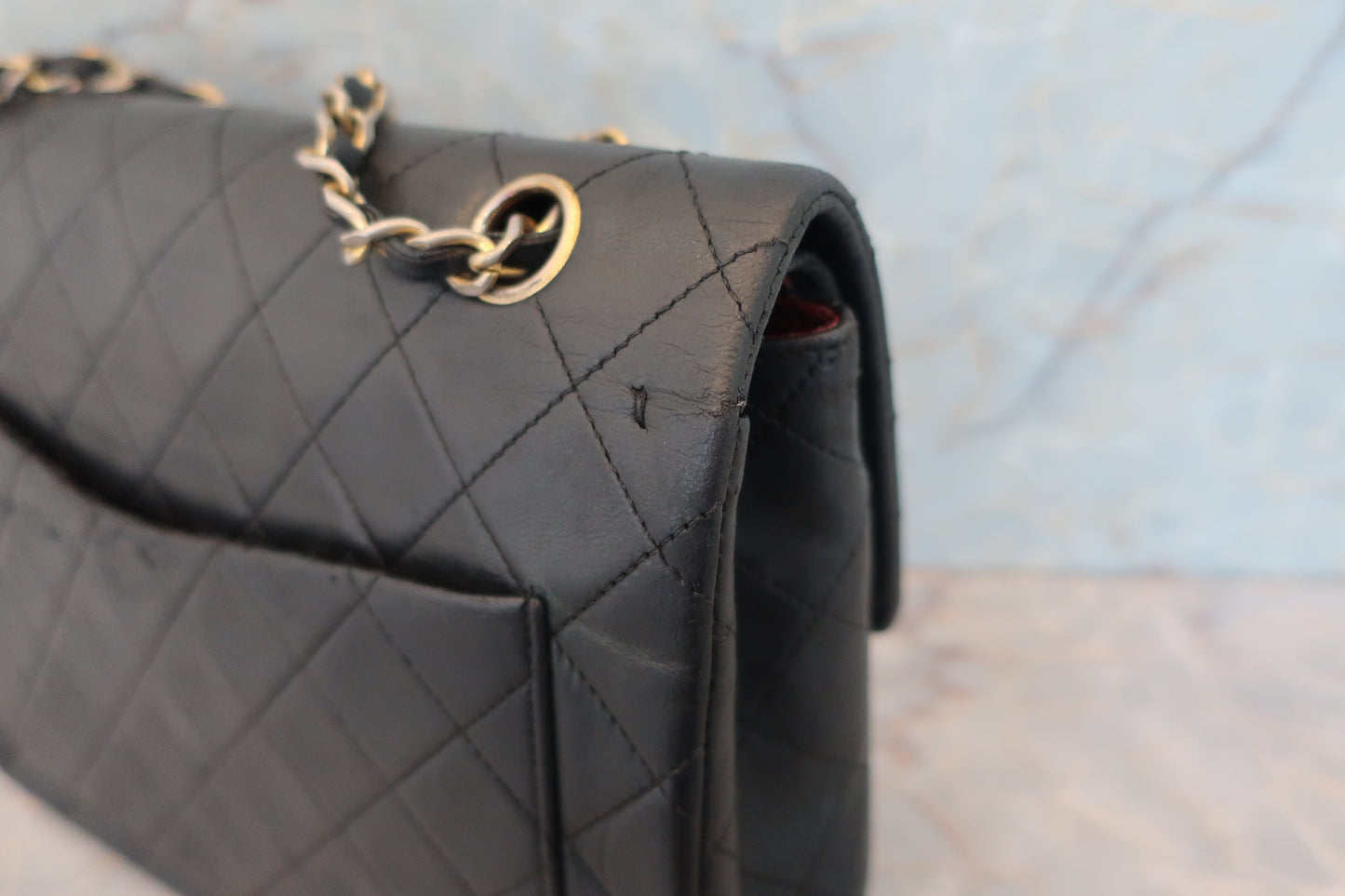 CHANEL/シャネル マトラッセWフラップWチェーンショルダーバッグ ラムスキン ブラック/ゴールド金具 ショルダーバッグ 700070112