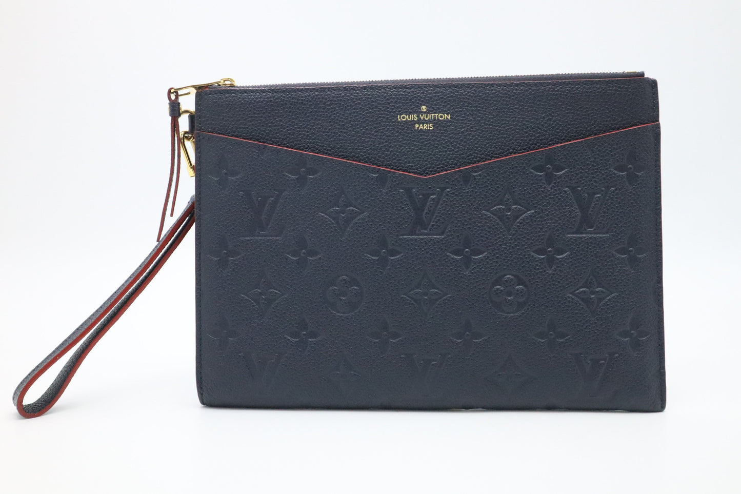 Louis Vuitton Pochette Melanie MM in Marine Rouge Empreinte Leather