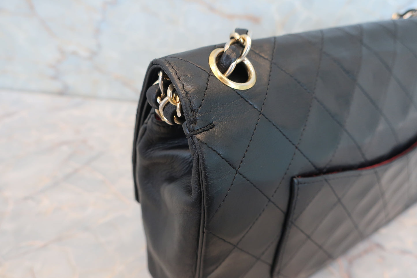 CHANEL/シャネル マトラッセWフラップWチェーンショルダーバッグ ラムスキン ブラック/ゴールド金具 ショルダーバッグ 700060191