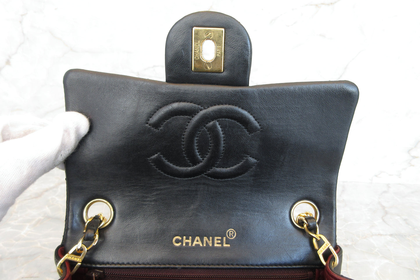 CHANEL/シャネル ミニマトラッセシングルフラップチェーンショルダーバッグ ラムスキン ブラック/ゴールド金具 ショルダーバッグ 700070215
