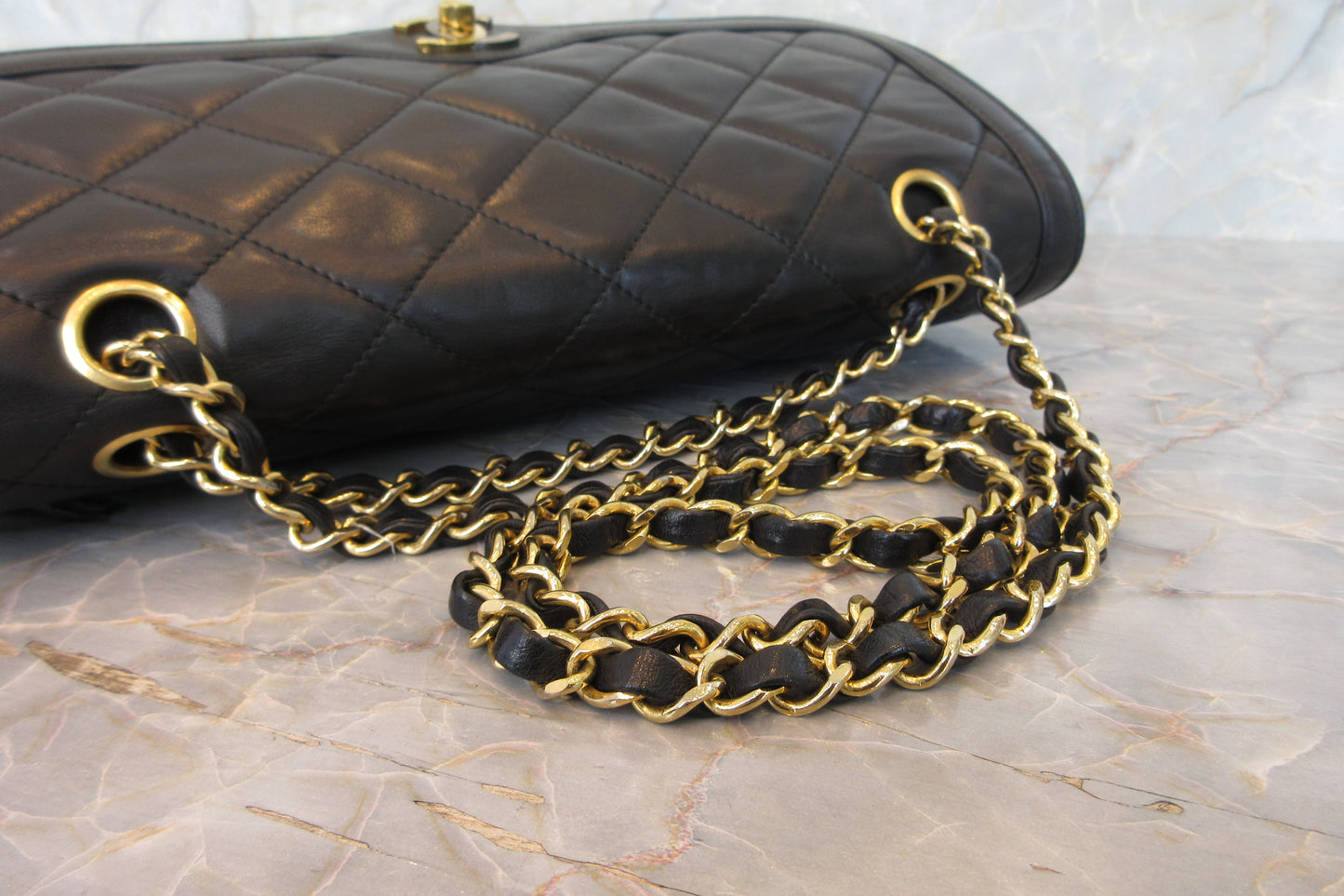 CHANEL/シャネル パリ限定マトラッセダブルフラップチェーンショルダーバッグ ラムスキン ブラック/ゴールド金具 ショルダーバッグ 700070214