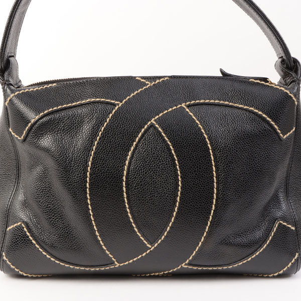 Chanel Around 2005 Made Caviar Skin Wild Stitch Cc Mark Shoulder Bag Black