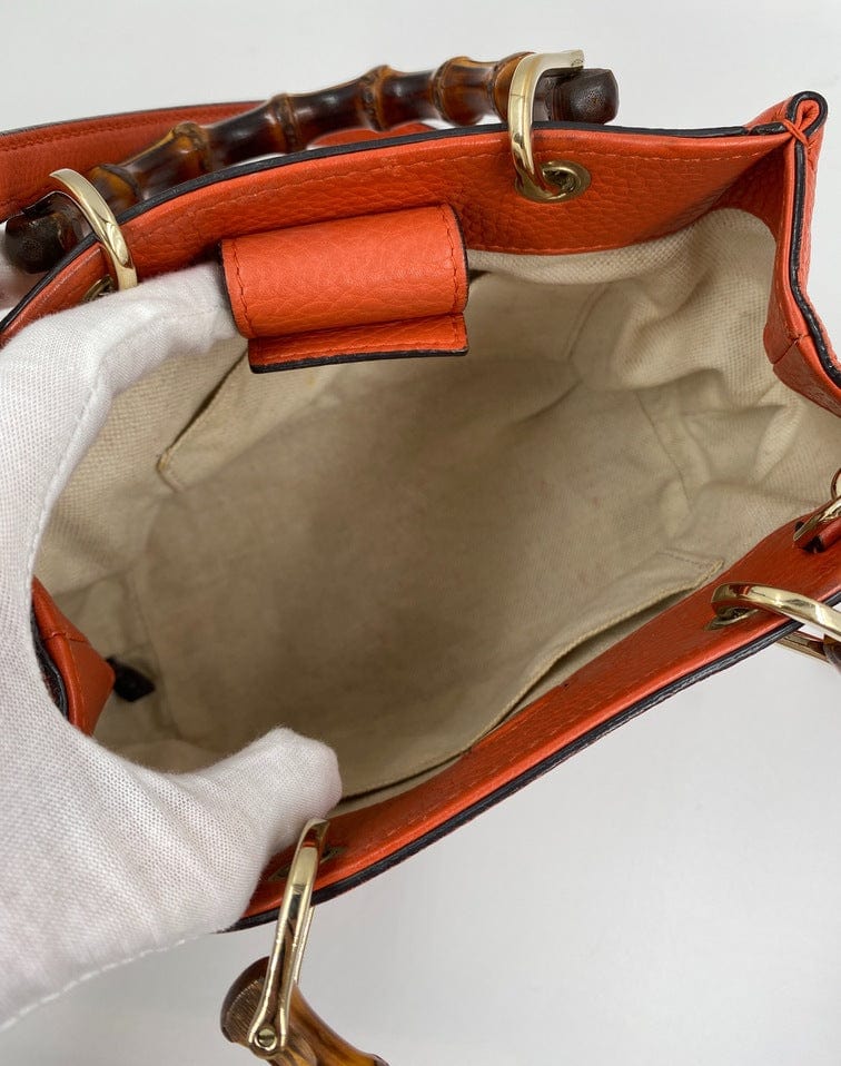 Gucci Leather Tote w Bamboo handle