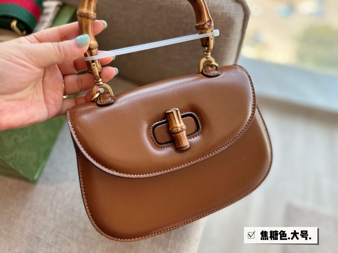 GC569 Gucci Bamboo 1947 Small Top Handle Bag / 8.3"W x 6"H x 2.75"D